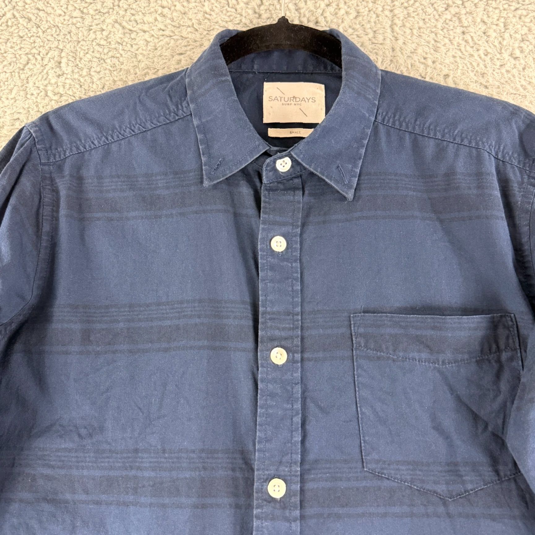 Saturdays NYC Saturdays NYC Button-Up Shirt Mens Small Blue Stripe Long Sleeve 100% Cotton Size US S / EU 44-46 / 1 - 2 Thumbnail