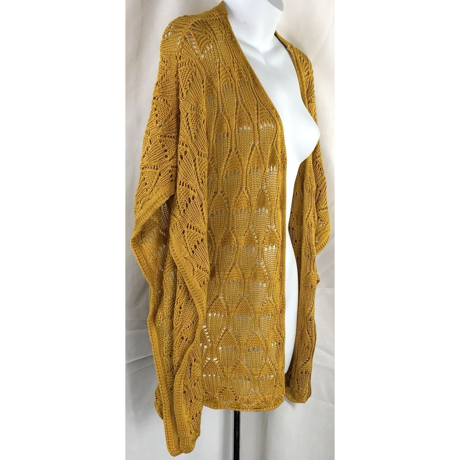 Vintage Cato Sweater Cardigan L Gold Open Dolman Sleeve Capsule Cottage Boho Office Size L / US 10 / IT 46 - 2 Thumbnail
