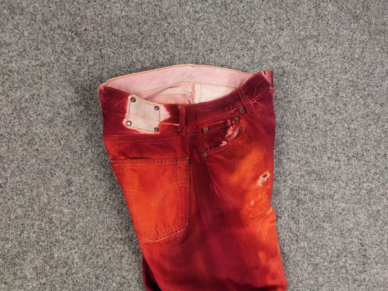 Levi's Vintage 90's Levis 501 DIstressed Denim Paint Red Jeans Size US 29 - 15 Thumbnail