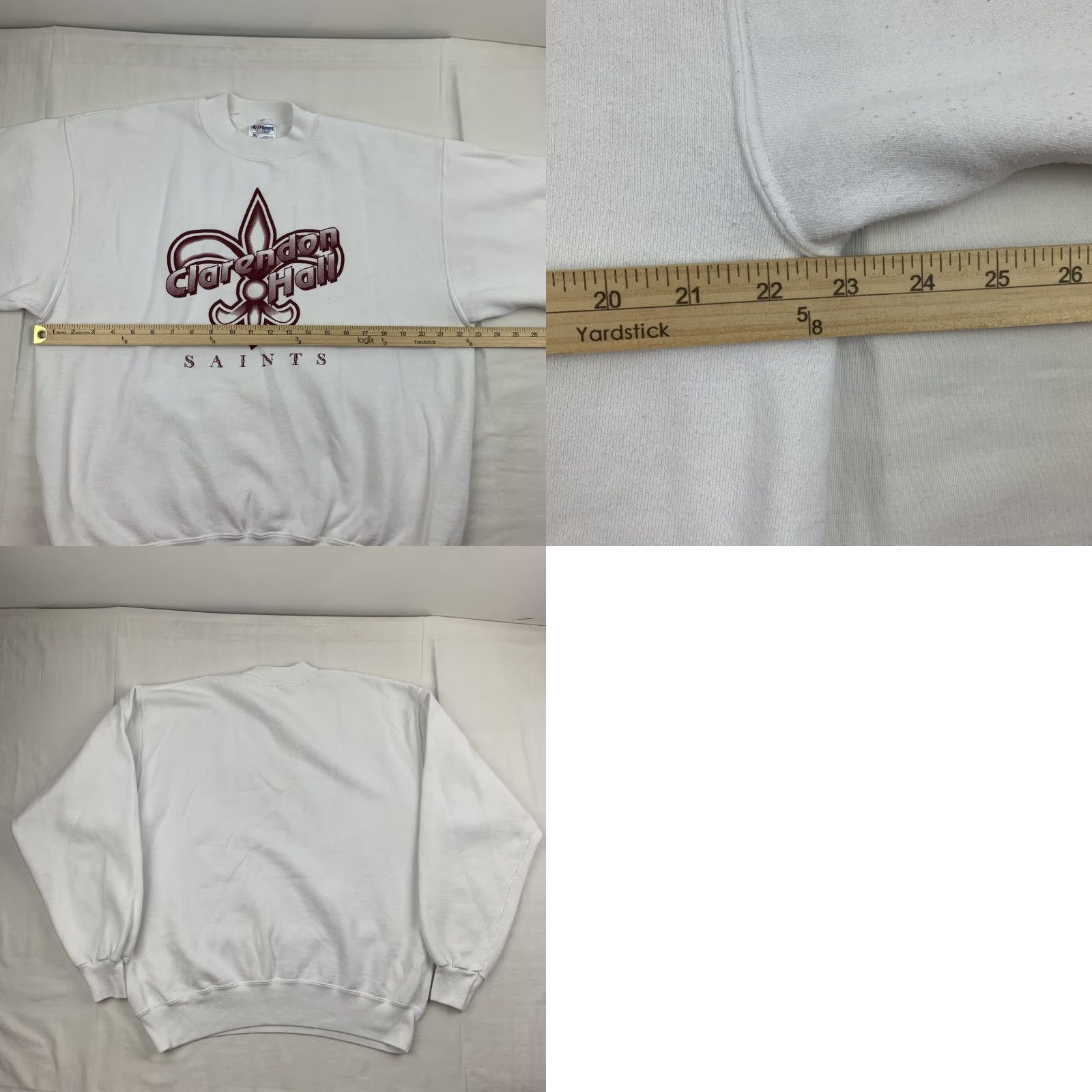 Hanes VINTAGE Hanes Clarendon Hall Saints Sweatshirt Adult XL White Crewneck Pullover School 80s 90s Mens Size US XL / EU 56 / 4 - 8 Thumbnail