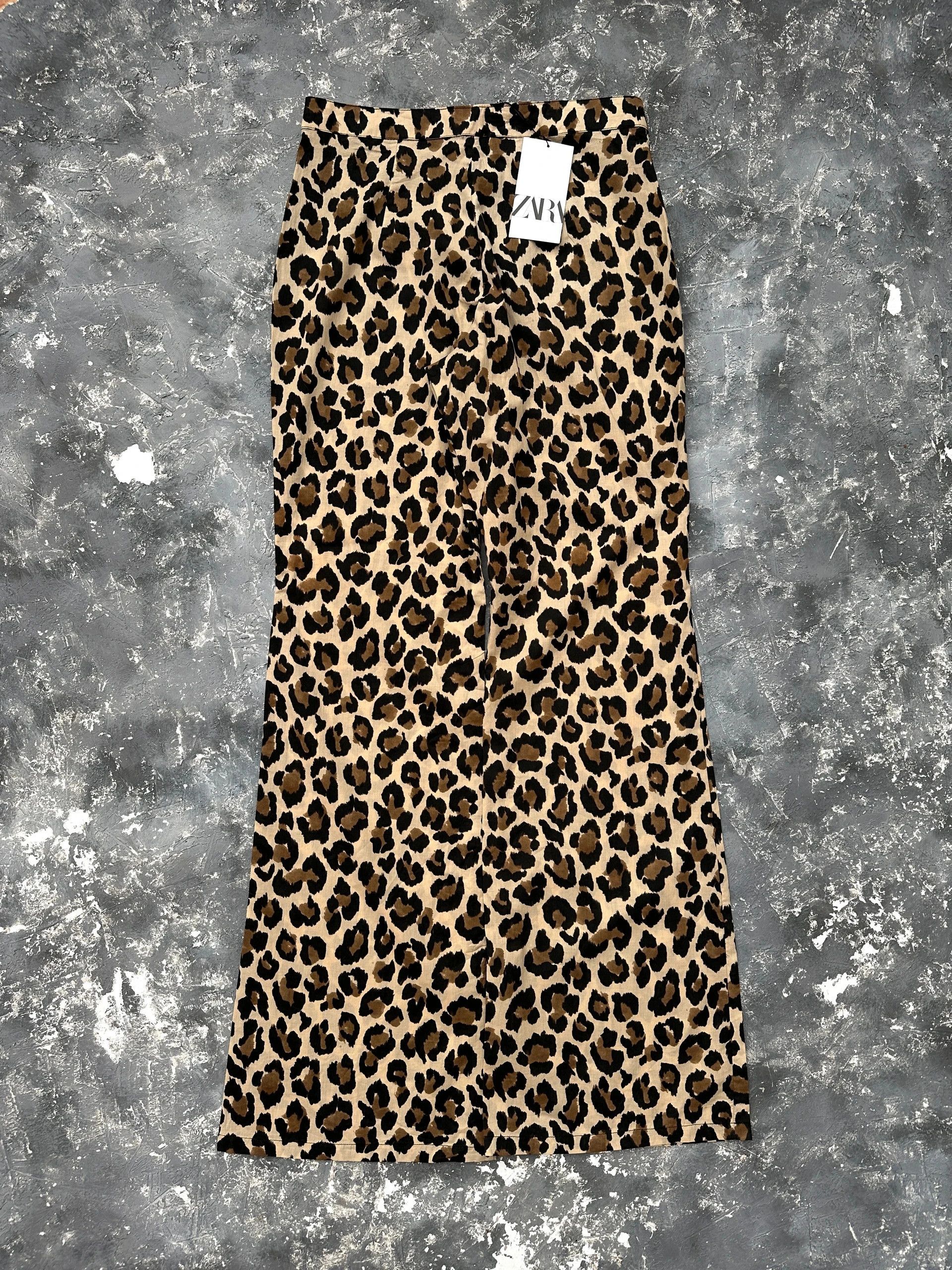 Zara zara leopard animal print flared low rise pants Size 28" / US 6 / IT 42 - 2 Thumbnail