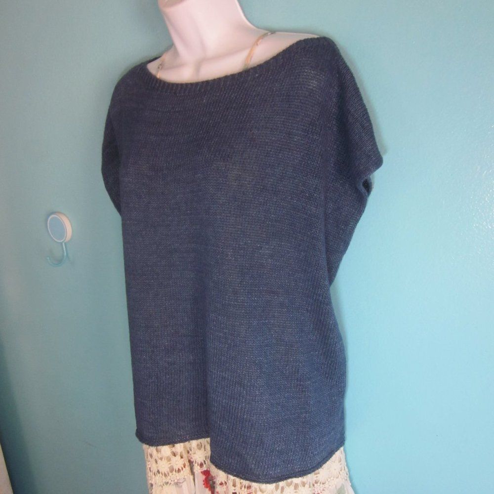 3.1 Phillip Lim Blue Linen Loose Sweater Pullover One Size Maevy Size ONE SIZE - 6 Thumbnail