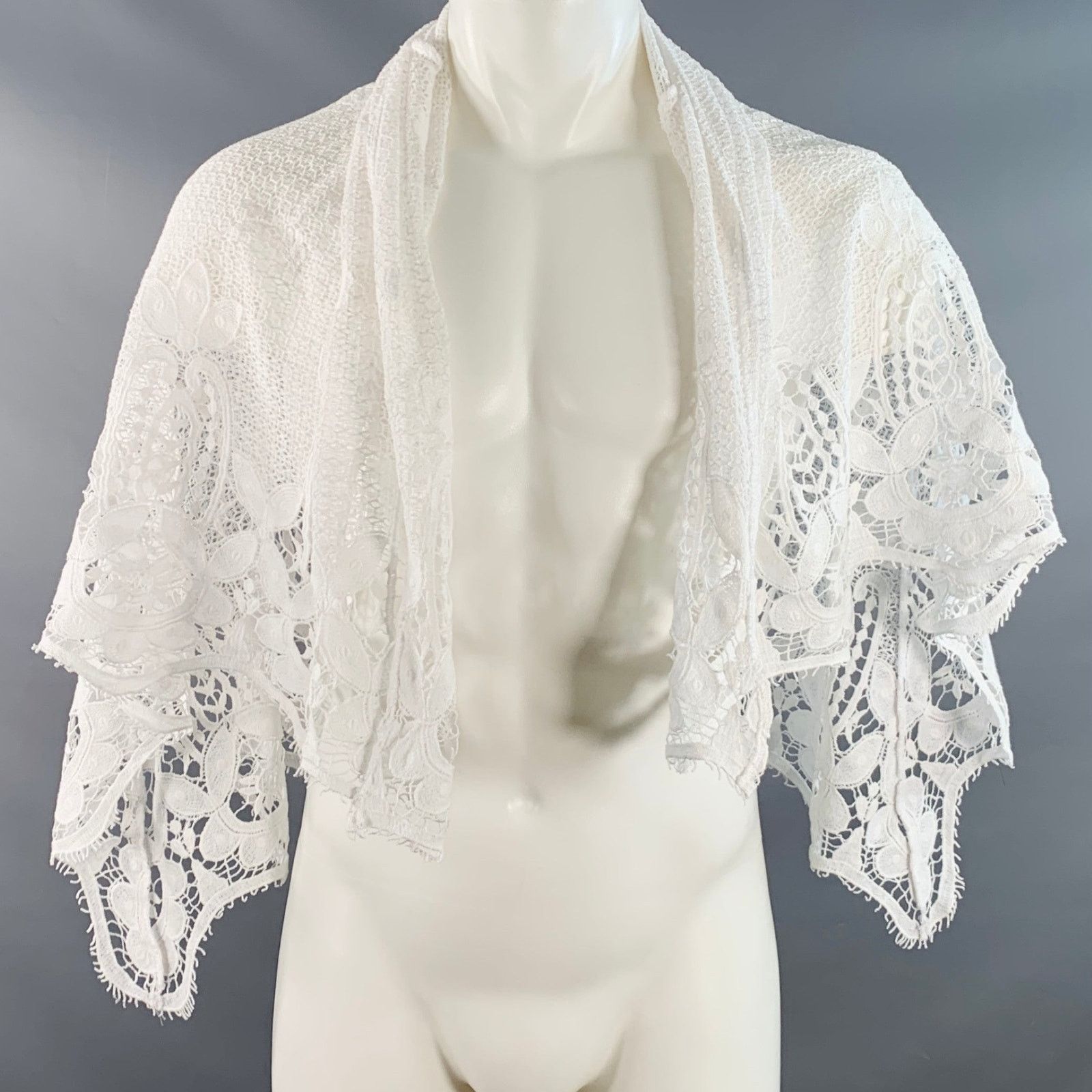 Other MIGUELINA White Crochet Cotton Scarf Shawl Size ONE SIZE - 3 Thumbnail