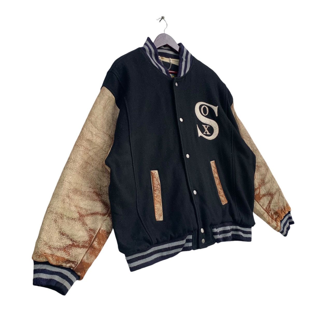 MLB × Mirage × Vintage Vintage White Sox Baseball Team Varsity Bomber Wool Leather Size US L / EU 52-54 / 3 - 4 Thumbnail