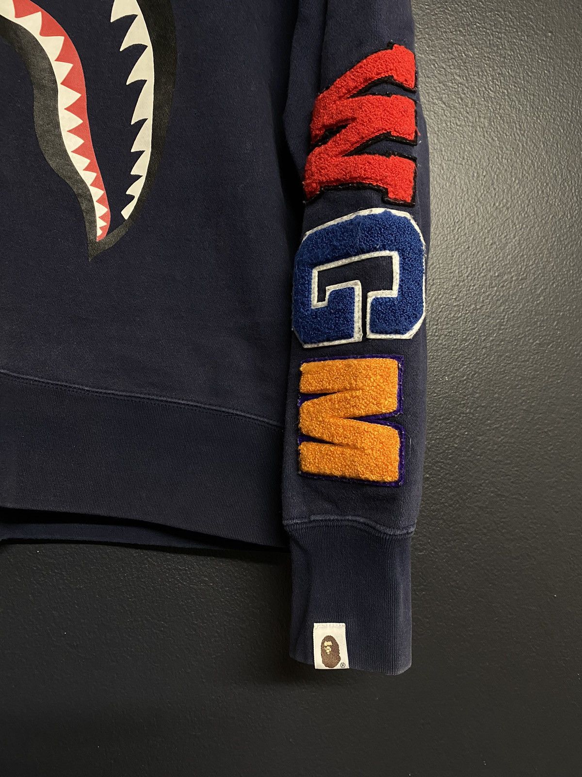 Bape Navy Bape Shark Face Crewneck Sweater Size US M / EU 48-50 / 2 - 2 Thumbnail