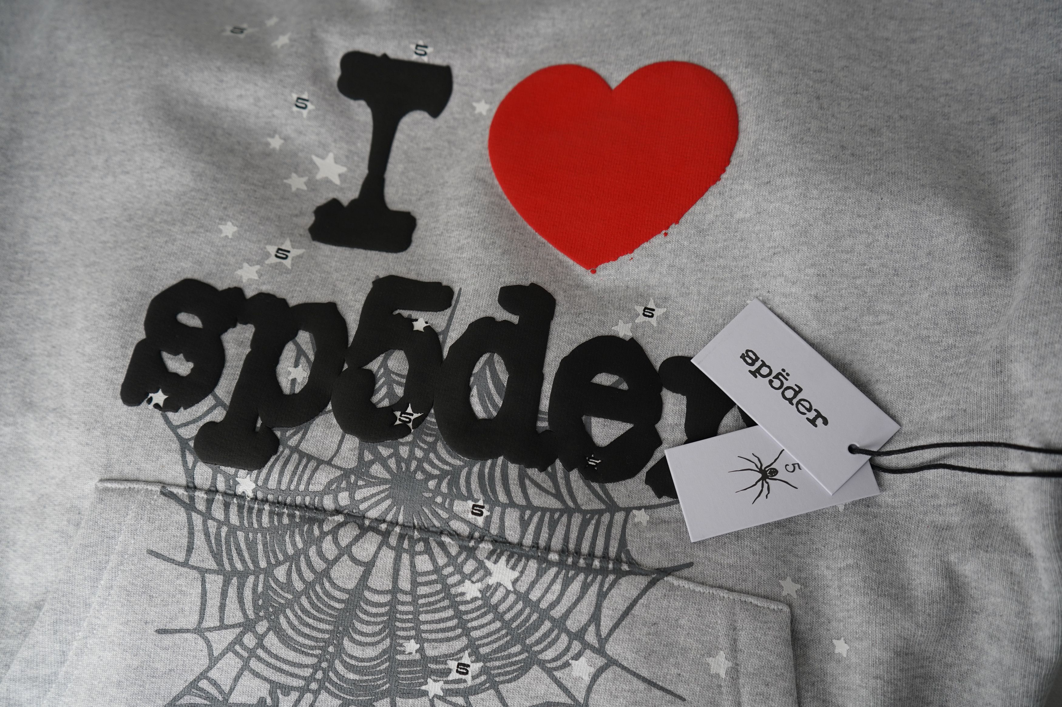 Sp5der Sp5der - Souvenir Hoodie (I Love Sp5der) - Heather Grey, S Size US S / EU 44-46 / 1 - 5 Thumbnail