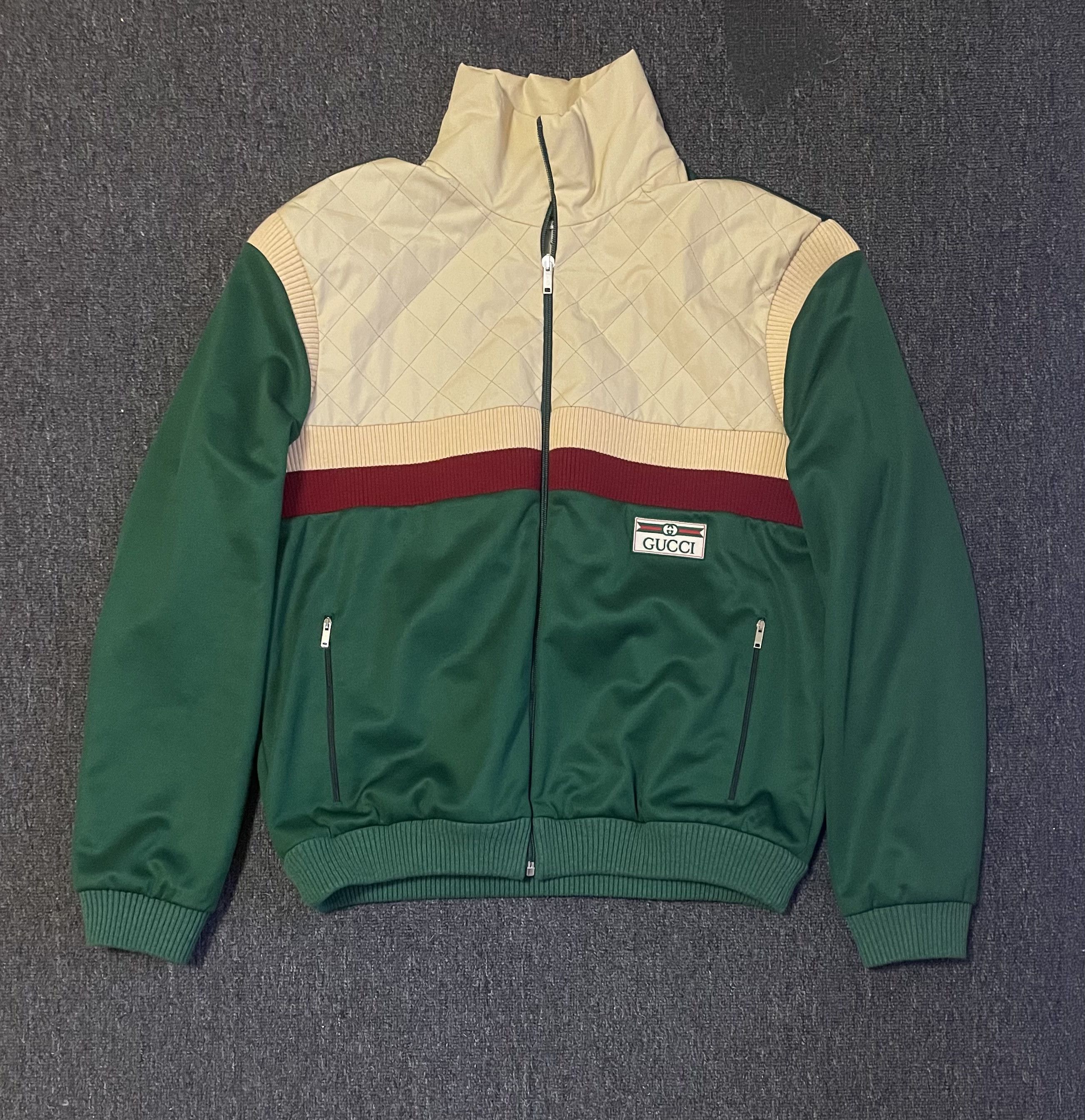 Gucci GUCCI green patchwork sportswear jacket size L Size US L / EU 52-54 / 3 - 1 Thumbnail
