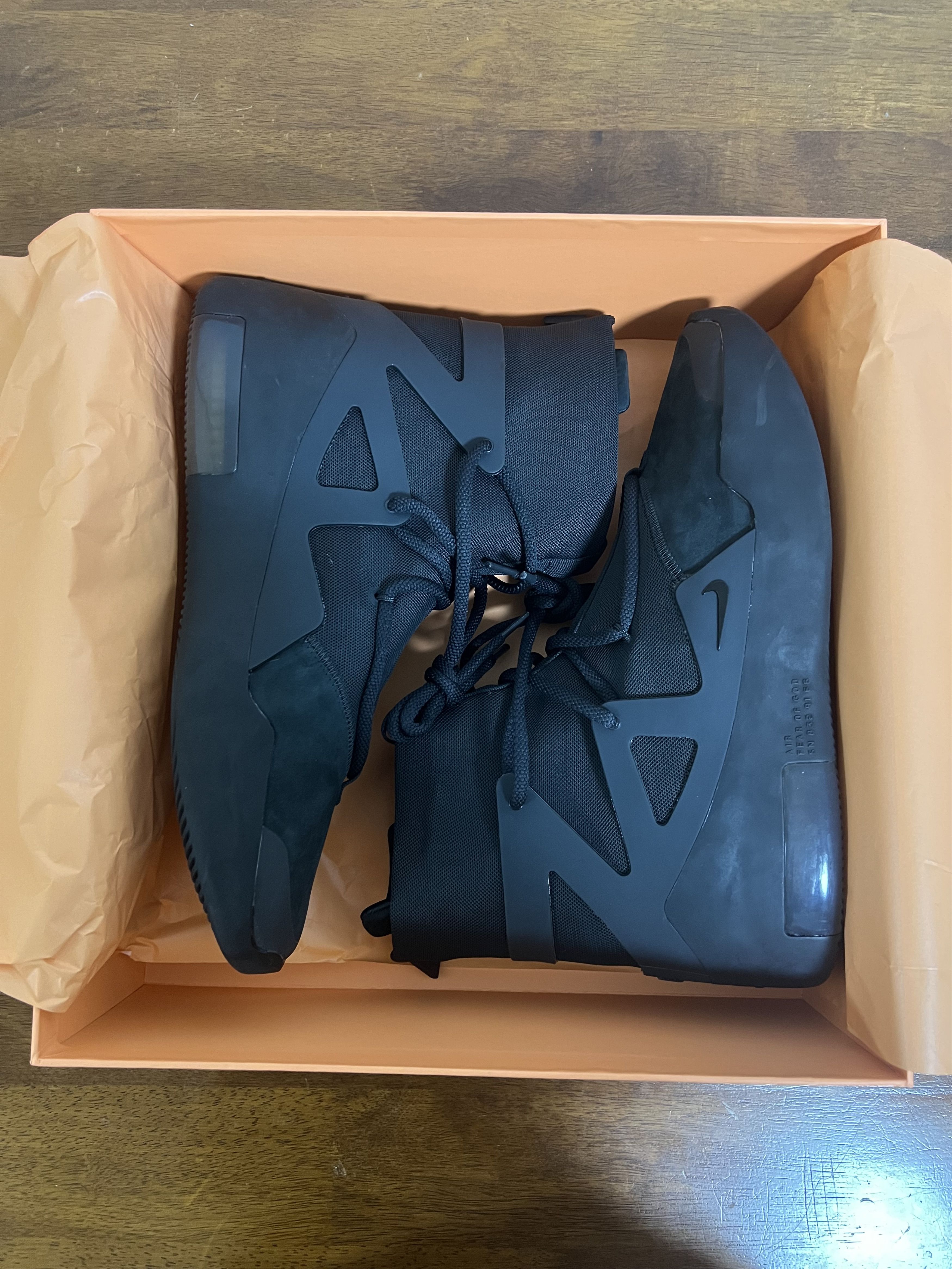Fear of God × Nike 💚 2020 Fear of God x Nike "Air Fear of God 1" Black Noir Size US 11 / EU 44 - 12 Thumbnail