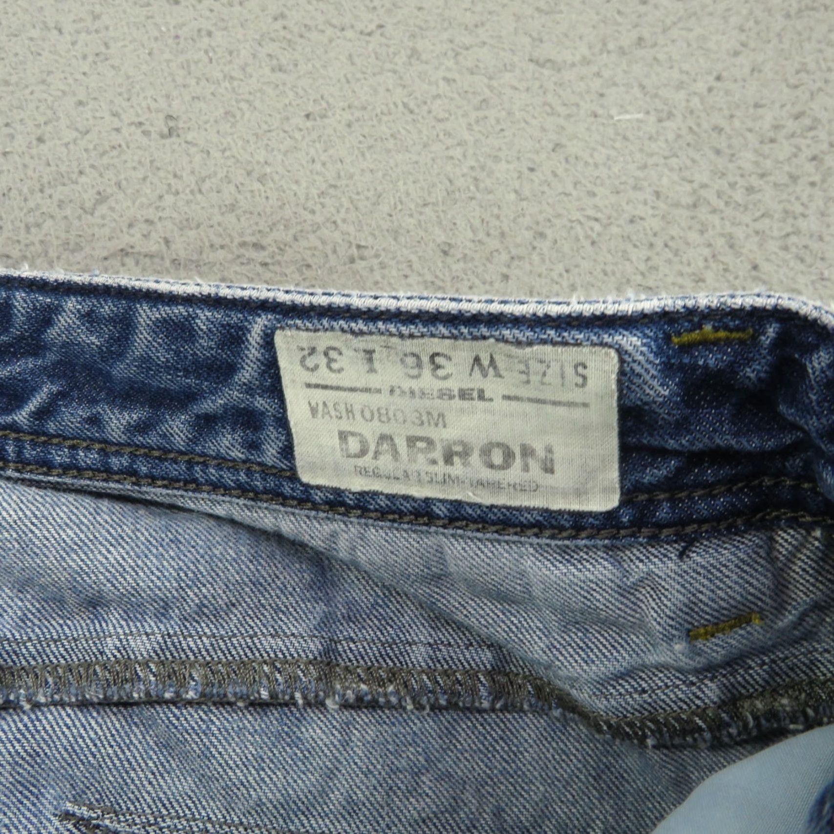 Diesel Diesel Jeans Mens 36x32 Darron Regular Slim Tapered Distressed Wash Button Fly Jeans Mens Slim Distressed Blue 5-Pocket Diesel Darron Men’s Jeans Size US 36 / EU 52 - 7 Thumbnail