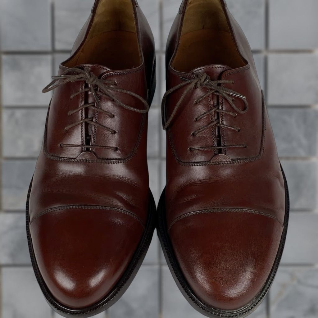 Salvatore Ferragamo Salvatore Ferragamo Lace-Up Brown Leather Cap Toe Oxfords Men's Shoe 8.5 EE Dress Cap Toe Leather Upper/Leather Lining Size ONE SIZE - 1 Thumbnail