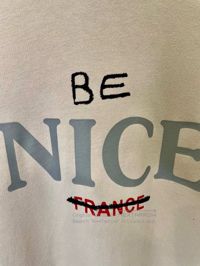 Balenciaga Balenciaga Letter Hooded Loose Long Sleeve Beige Sweatshir Size US M / EU 48-50 / 2 - 2 Thumbnail