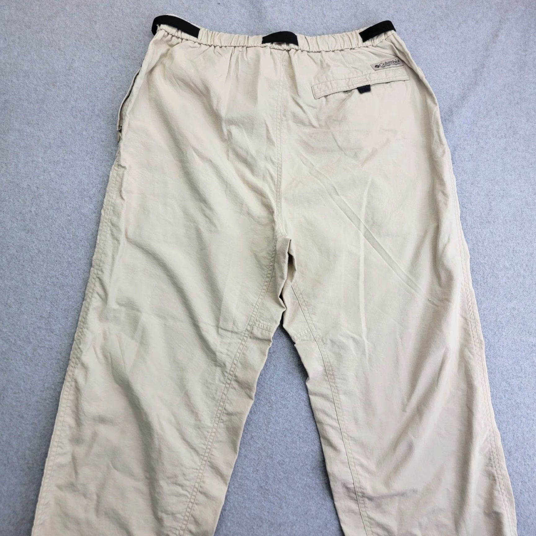Vintage Columbia Pants Mens Large Khaki Nylon Hiking Elastic Waist Belted Quick Dry Size US 33 - 4 Thumbnail