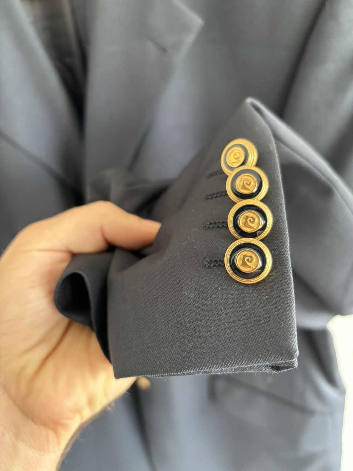 Pierre Cardin Vintage Pierre Cardin Navy Wool Metal Button Blazer Size 54R - 5 Thumbnail