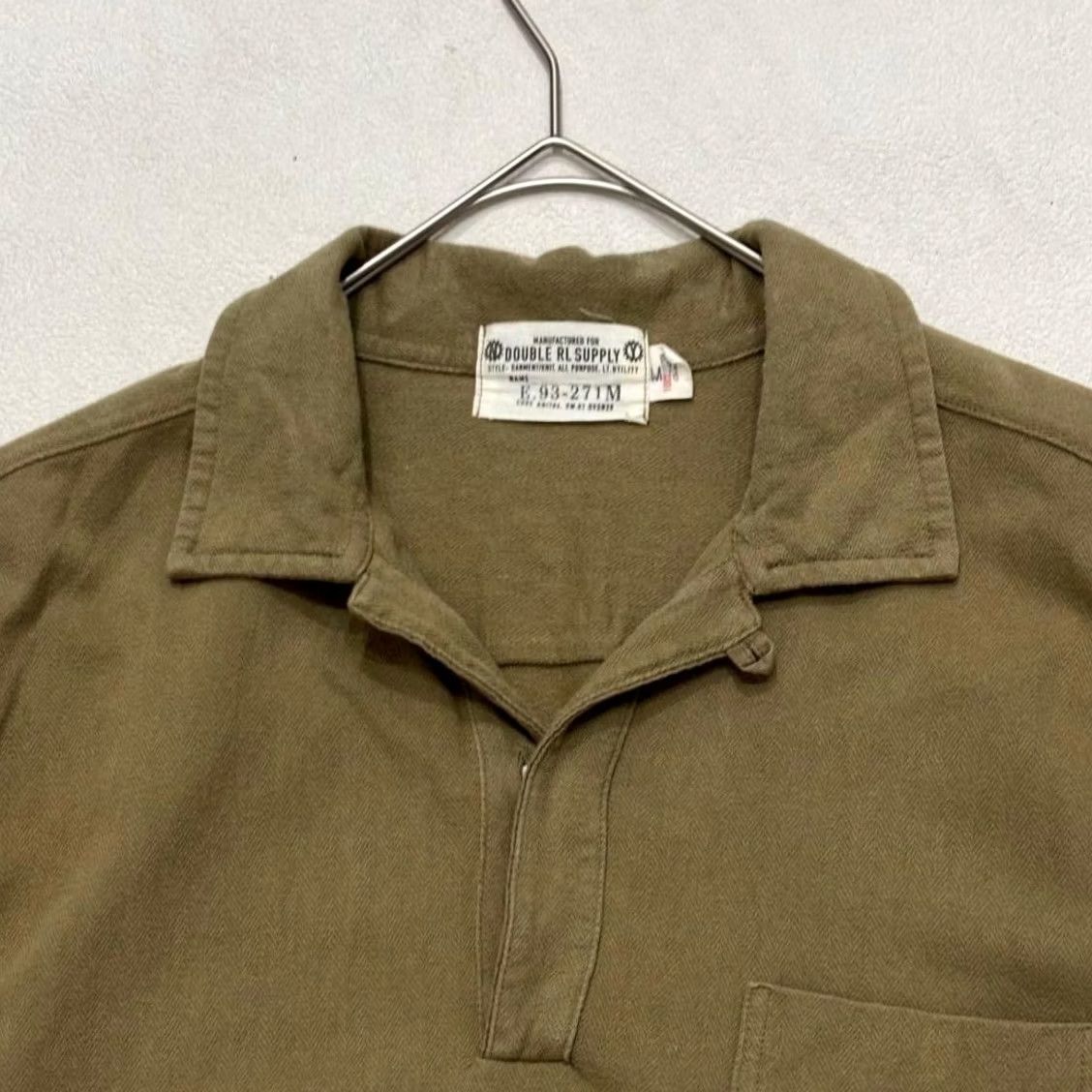Ralph Lauren RRL RALPH LAUREN HERRINGBONE OPEN COLLAR POLO PULLOVER HOBLY OLIVE SIZE M USED Size US M / EU 48-50 / 2 - 5 Thumbnail