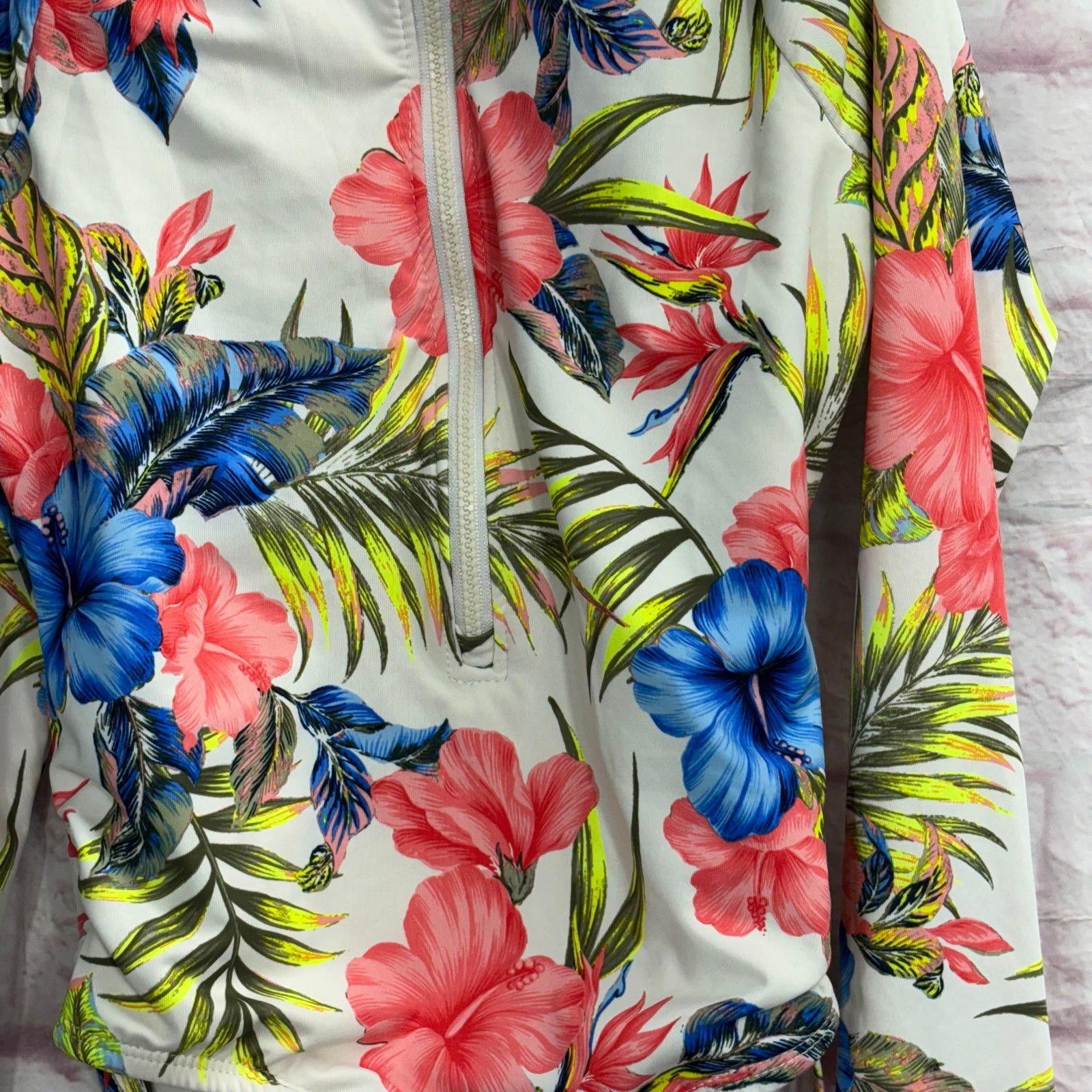 Other Wonder Nation Girls' Floral Long Sleeve Swimsuit Size Medium Size ONE SIZE - 2 Thumbnail