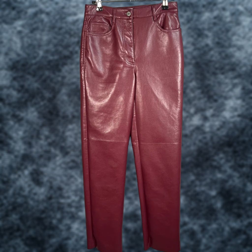 Vintage Wilfred Burgundy Faux Leather High-Waisted Straight-Leg Pants Womens Size 2 Size 26" / US 2 / IT 38 - 1 Thumbnail