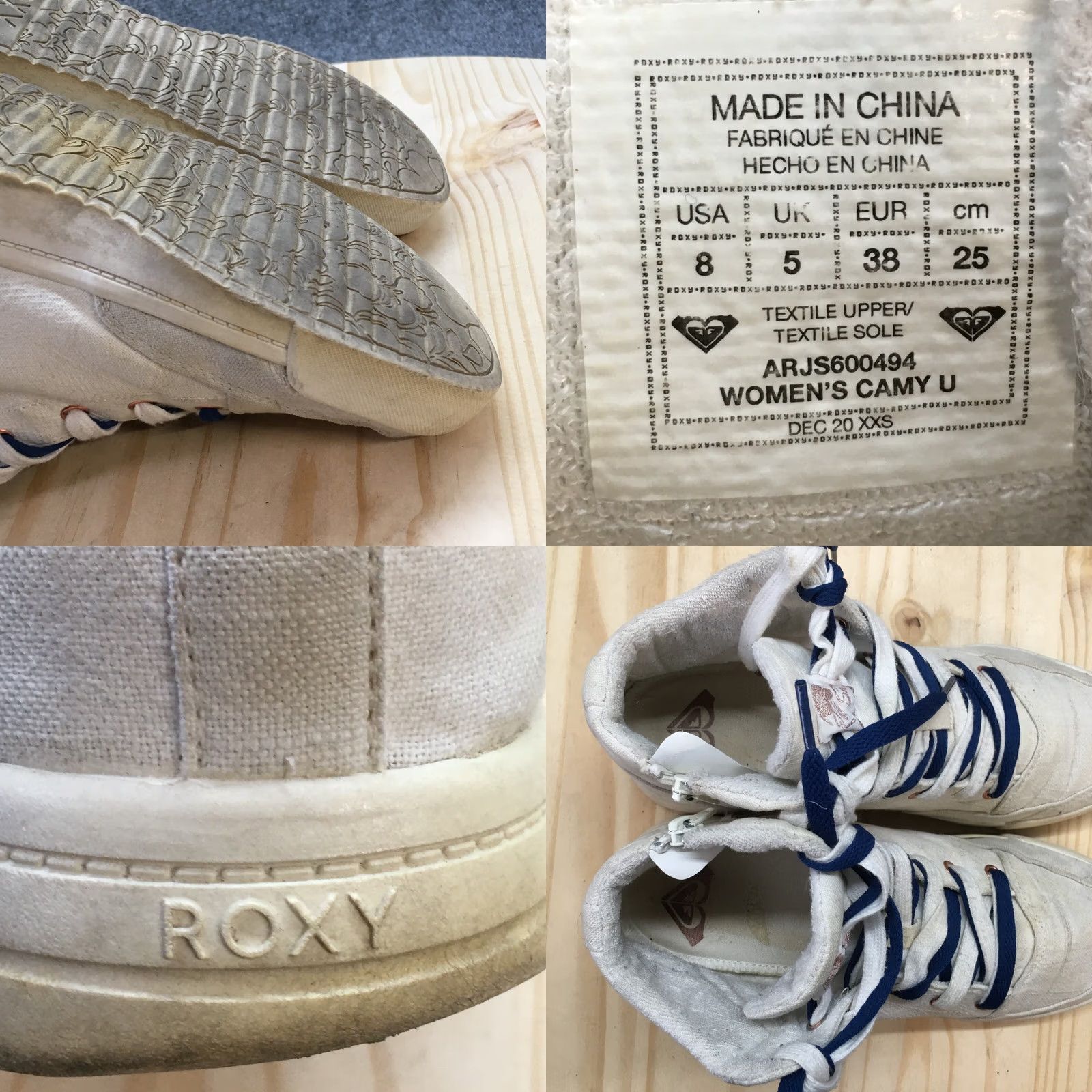 Vintage ROXY Camy U High Top Lace Up Sneakers White Fabric Womens 8 Shoe Sneakers Casual Walking ARJS600494 Size M / US 6-8 / IT 42-44 - 9 Thumbnail