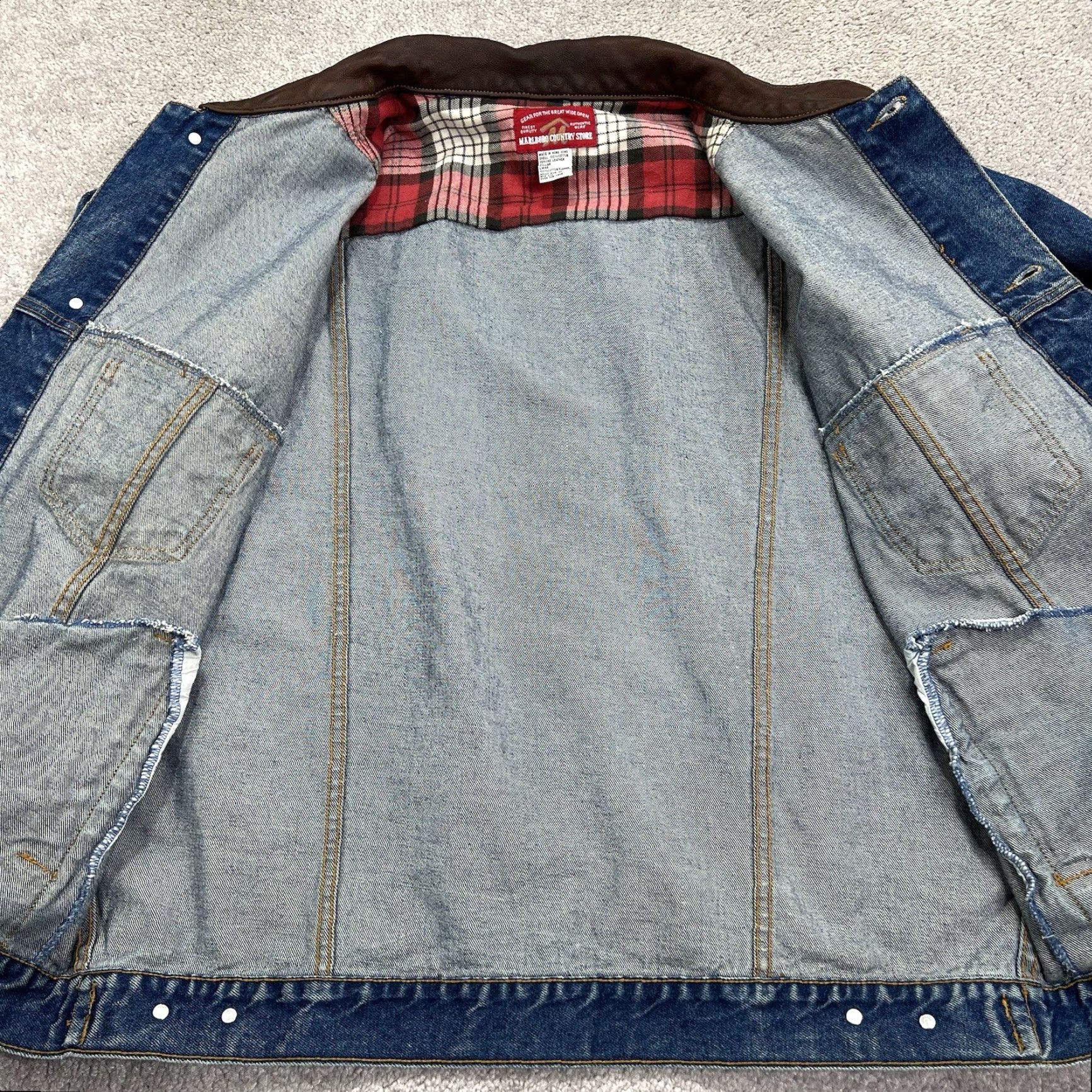 Marlboro VINTAGE Marlboro Country Store Denim Barn Jacket Men’s XL Western Leather Trim Jacket Size US XL / EU 56 / 4 - 5 Thumbnail
