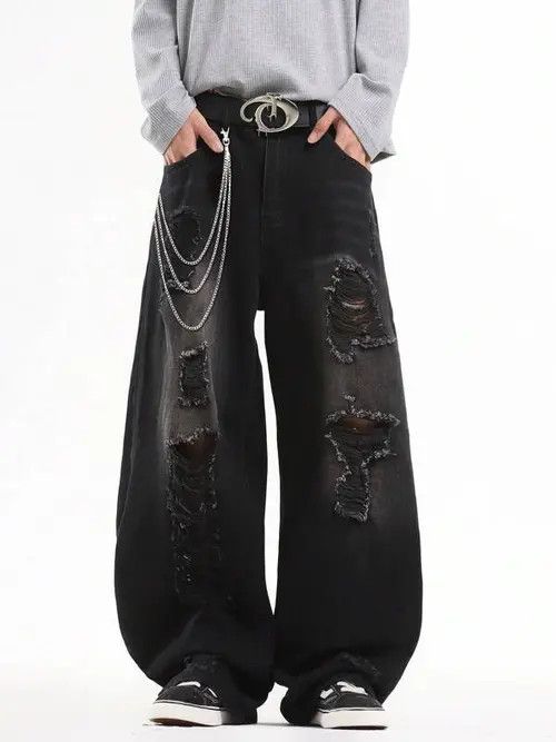 Jean × Vintage Distressed VINTAGE ripped baggy jeans pants Size US 36 / EU 52 - 1 Thumbnail