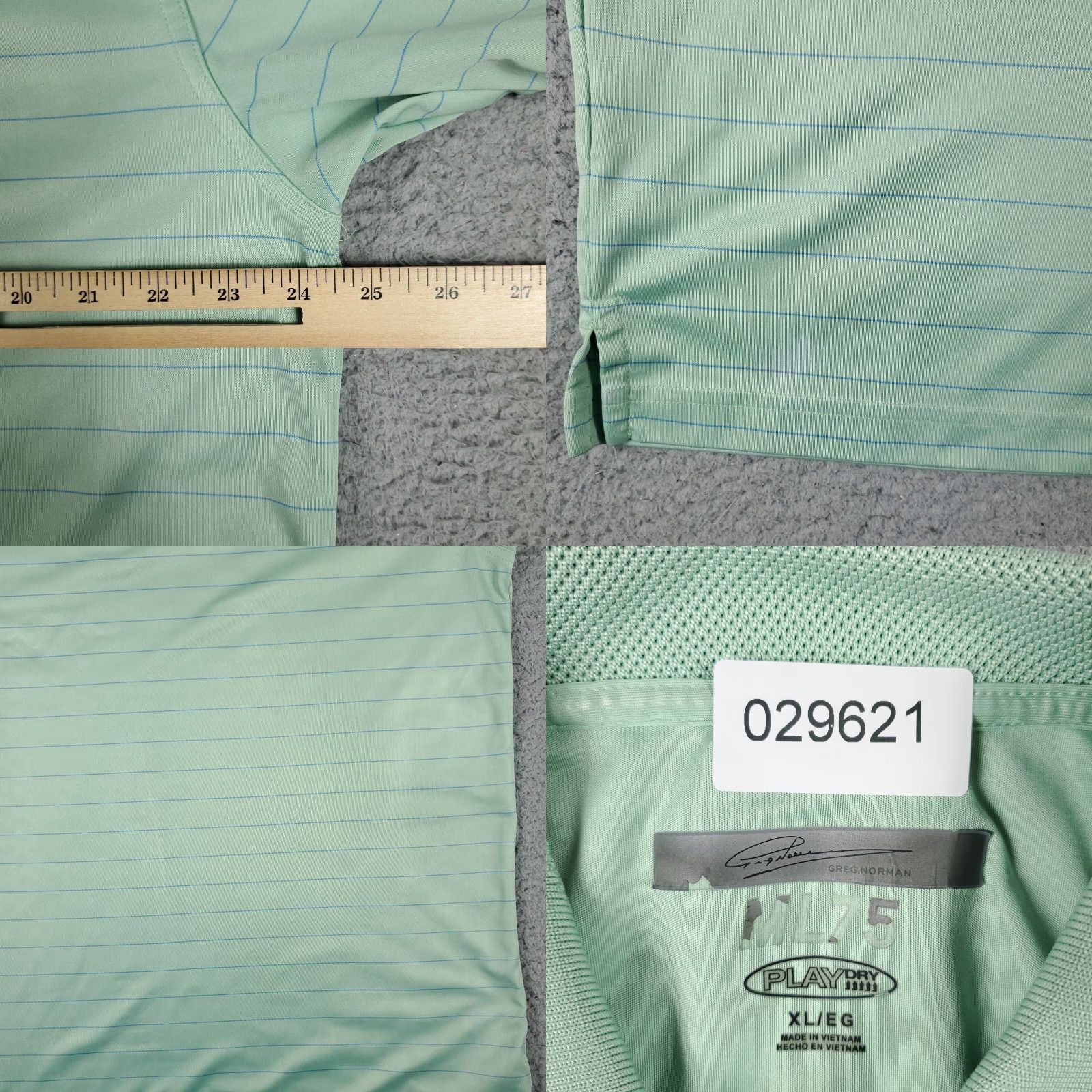 Vintage Greg Norman Polo Shirt Mens XL Green Striped Golf Casual Short Sleeve STAINED Size US XL / EU 56 / 4 - 8 Thumbnail