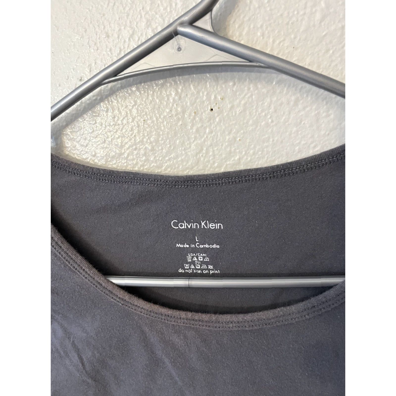 Calvin Klein Calvin Klein T-Shirt Shirt Women Long Sleeve Crew Neck L Gray 100% Cotton Basic Casual Classic Fit Size L / US 10 / IT 46 - 2 Thumbnail