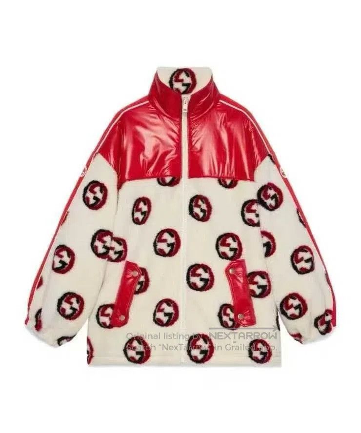 Gucci Gucci Double G Teddy Red Shearling Jacket. Size L / US 10 / IT 46 - 4 Thumbnail