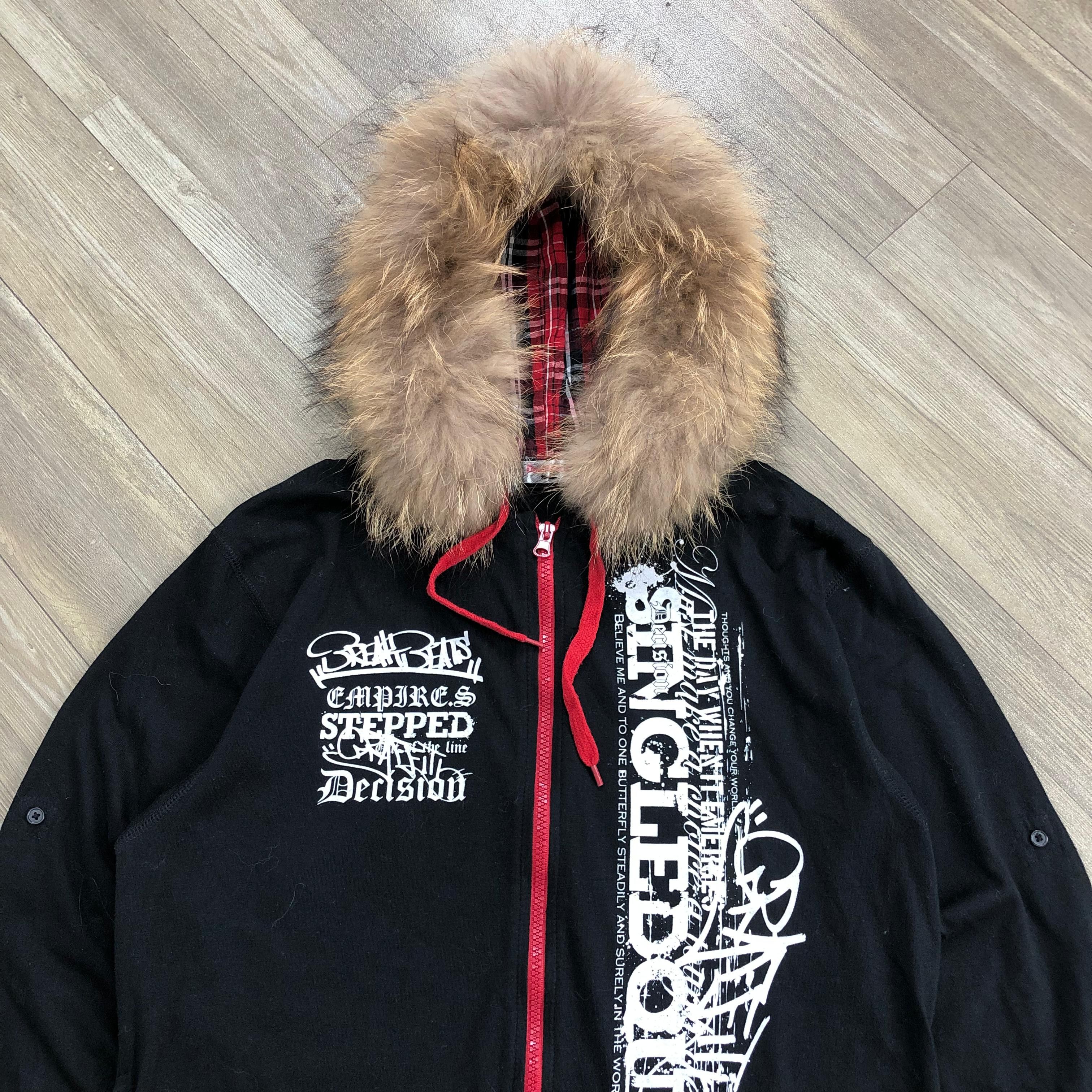 Japanese Brand 2000s Doublefocus Ifsixwasnine Poem Goa Punk Fur Zip Hoodie Size US M / EU 48-50 / 2 - 2 Thumbnail