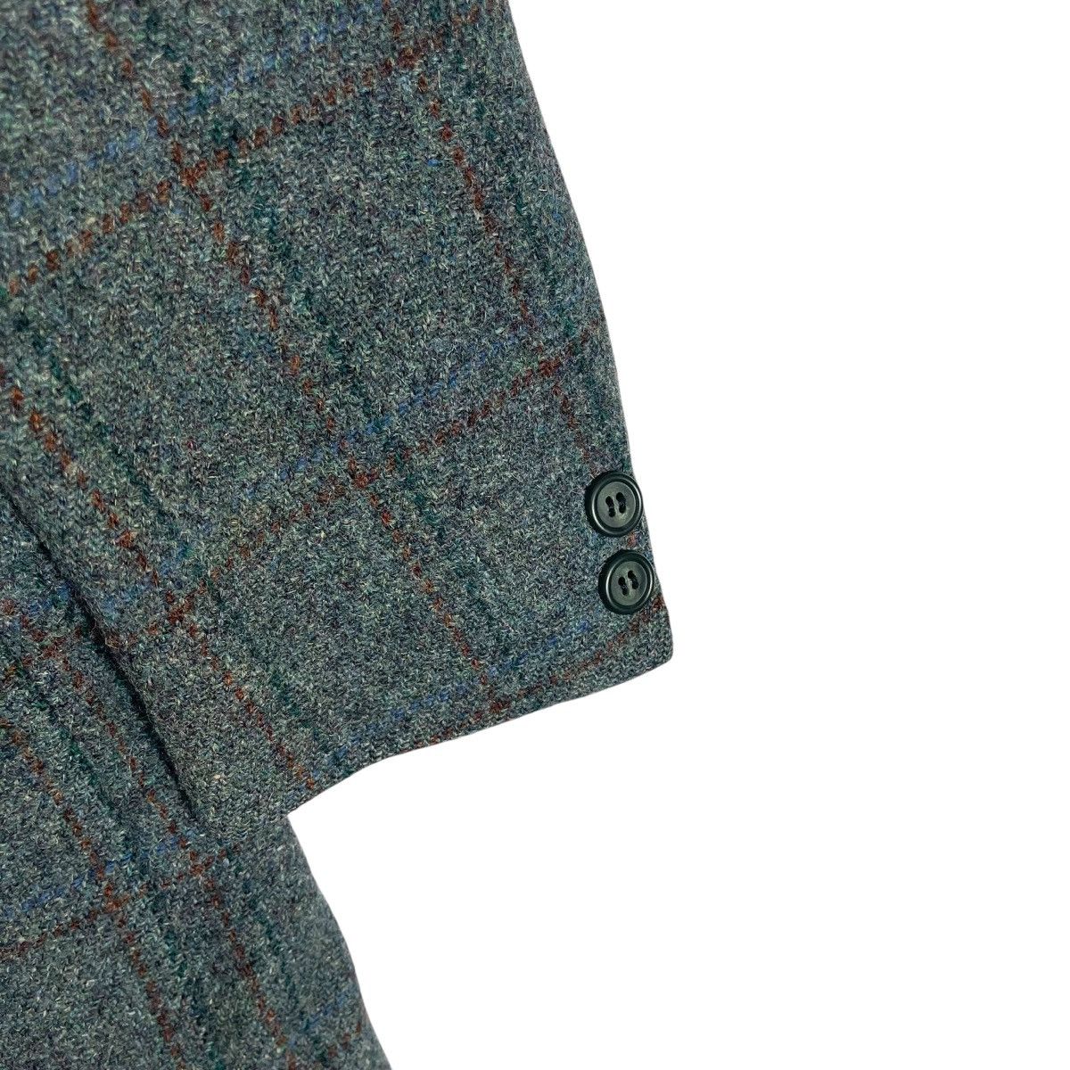 Harris Tweed Vintage 80s Harris Tweed Atelier Torino Blue Grey Plaid Wool Size 52R - 9 Thumbnail