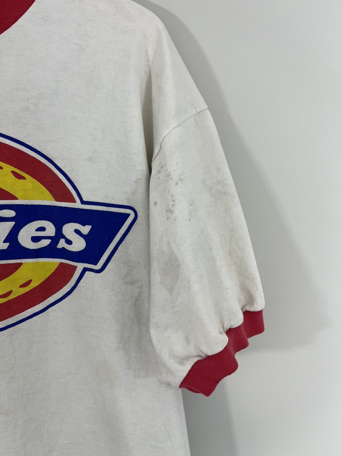 Vintage DICKIES Single Stitch Thrashed Faded Ringer Tee Size US XL / EU 56 / 4 - 5 Thumbnail