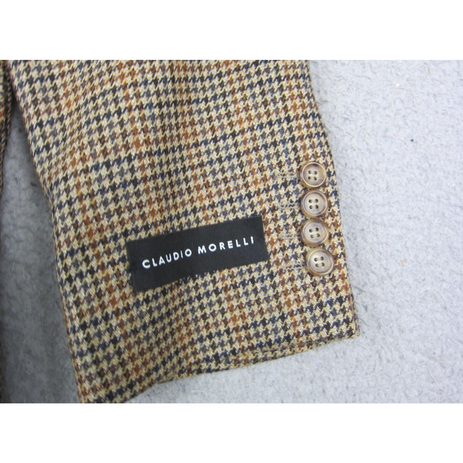 Vintage VINTAGE Claudio Morelli Blazer Jacket Mens 42S Brown Wool Tweed Notch Lapel Single-Breasted 80s 90s NWT Size 42R - 2 Thumbnail