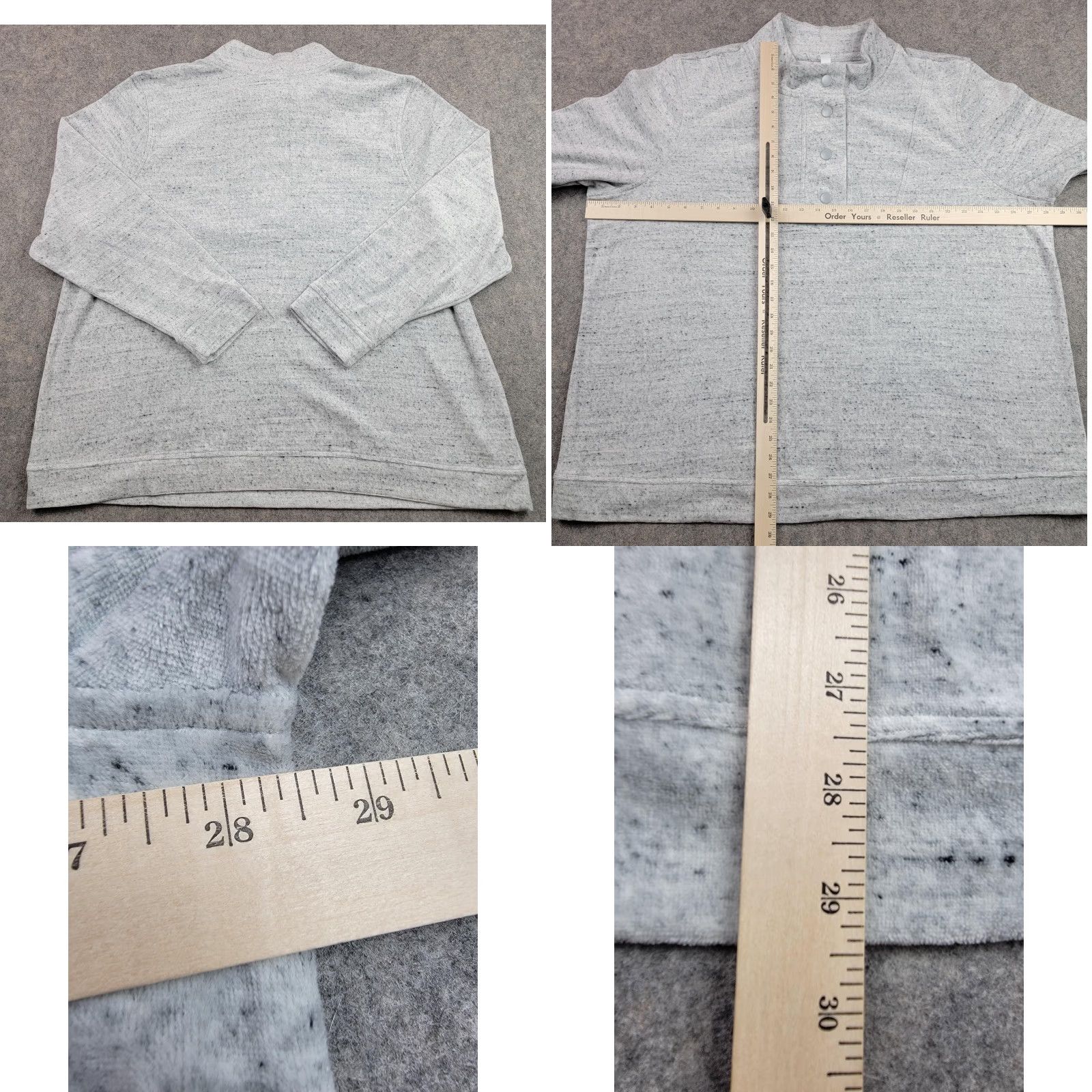 J. Jill J Jill Fit Pullover Womens 3X Light Gray Long Sleeve Snap Button Funnel Neck Sweatshirt Size XXL / US 16-18 / IT 52-54 - 8 Thumbnail