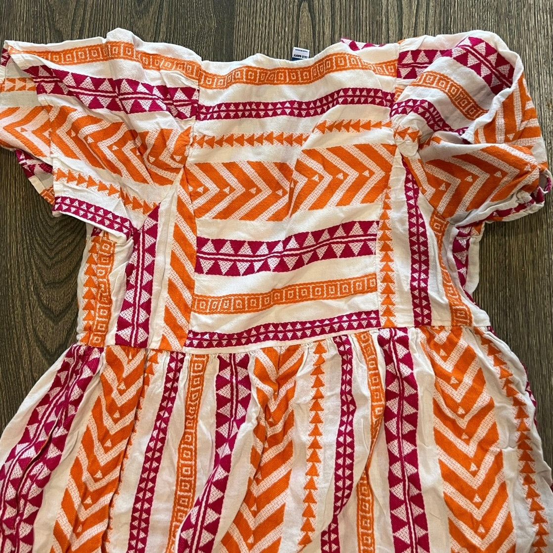 Old Navy Old Navy Jacquard Mini Swing Dress Shirred Orange Red Size L Size L / US 10 / IT 46 - 7 Thumbnail