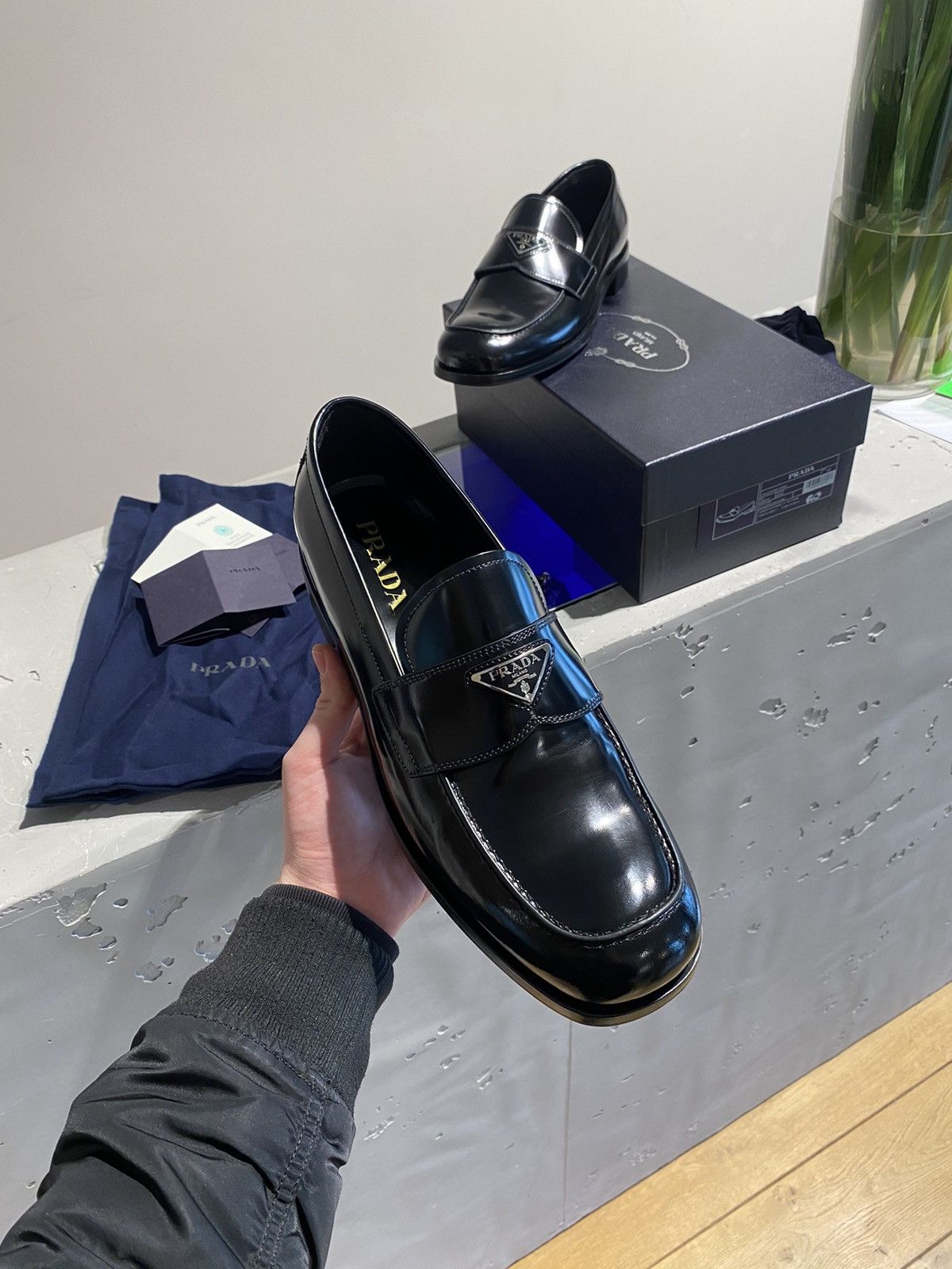 image of Prada Loafer/mokassins Triangolo-Logo Leather in Black, Men's (Size 11)