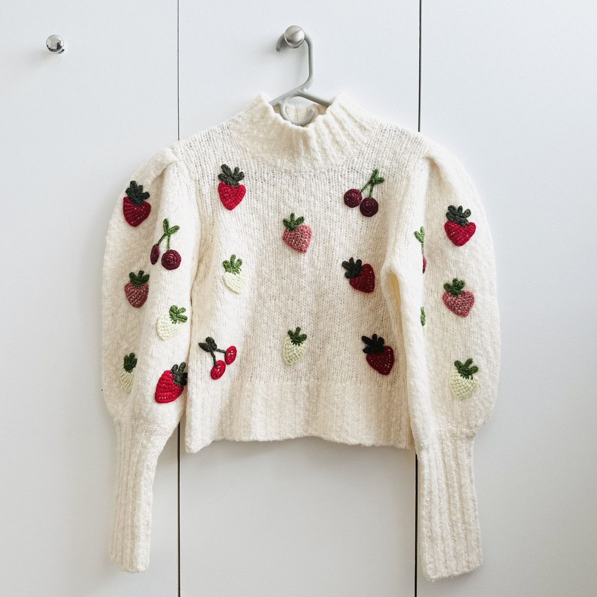 Sea New York SEA Reese Crochet Fruit Appliqué Wool Blend Sweater Size XS / US 0-2 / IT 36-38 - 7 Thumbnail