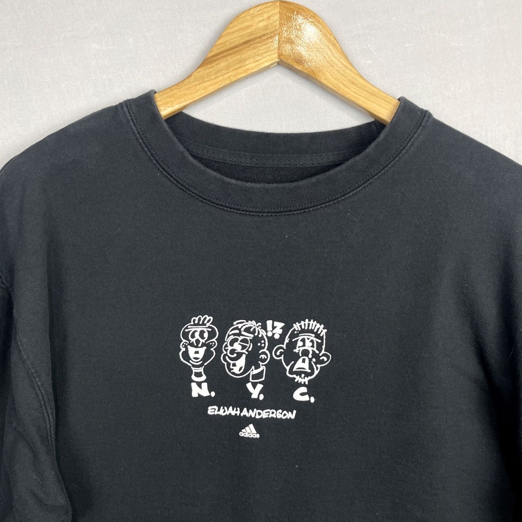 Adidas Adidas Sweatshirt Mens XL Black Pullover Crew NYC Art Graphic Print Pullover Sweatshirt Size US XL / EU 56 / 4 - 3 Thumbnail