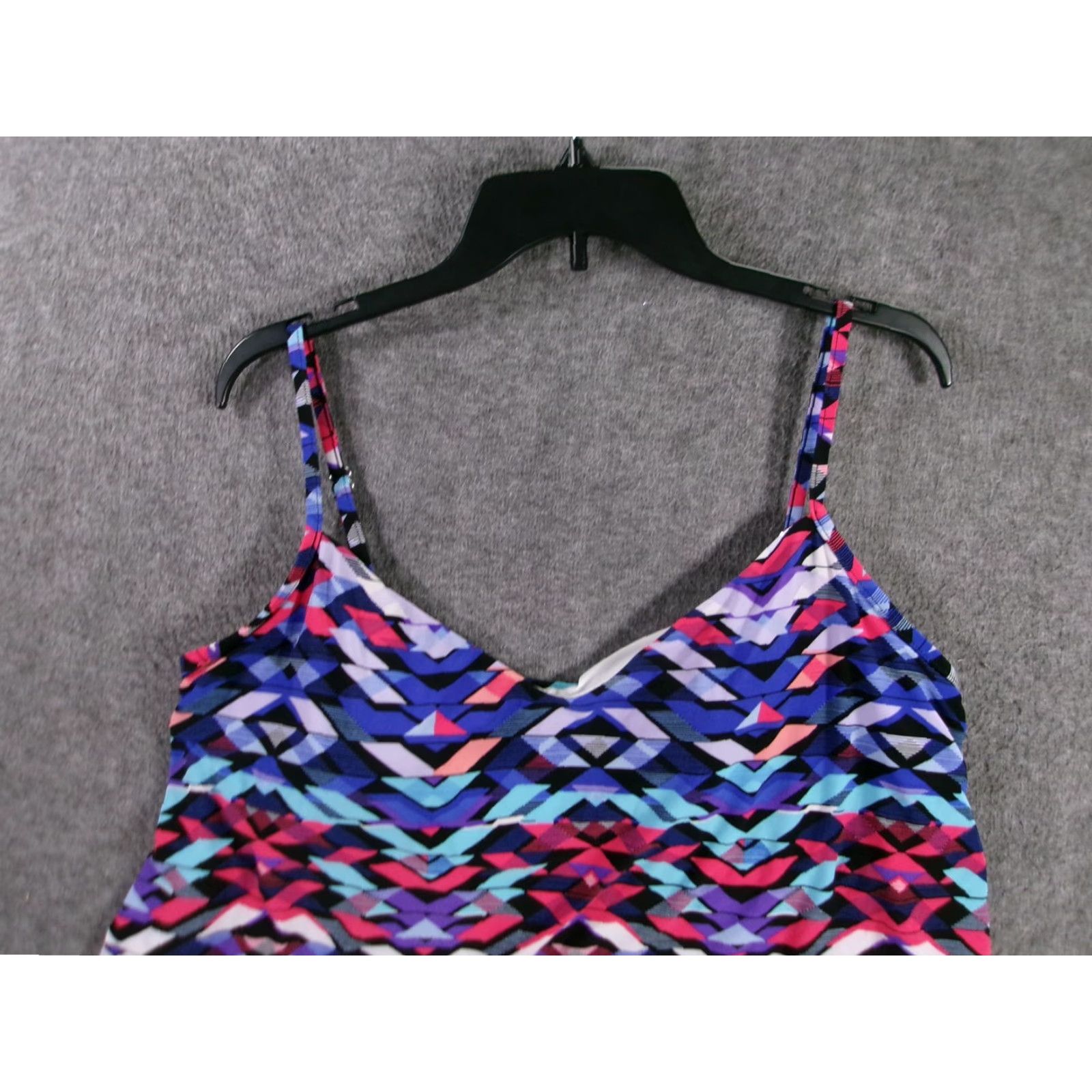 AQUA Aqua Green Tankini Top Womens XL Geometric Print Adjustable Straps Lined Vibrant Size XL / US 12-14 / IT 48-50 - 2 Thumbnail