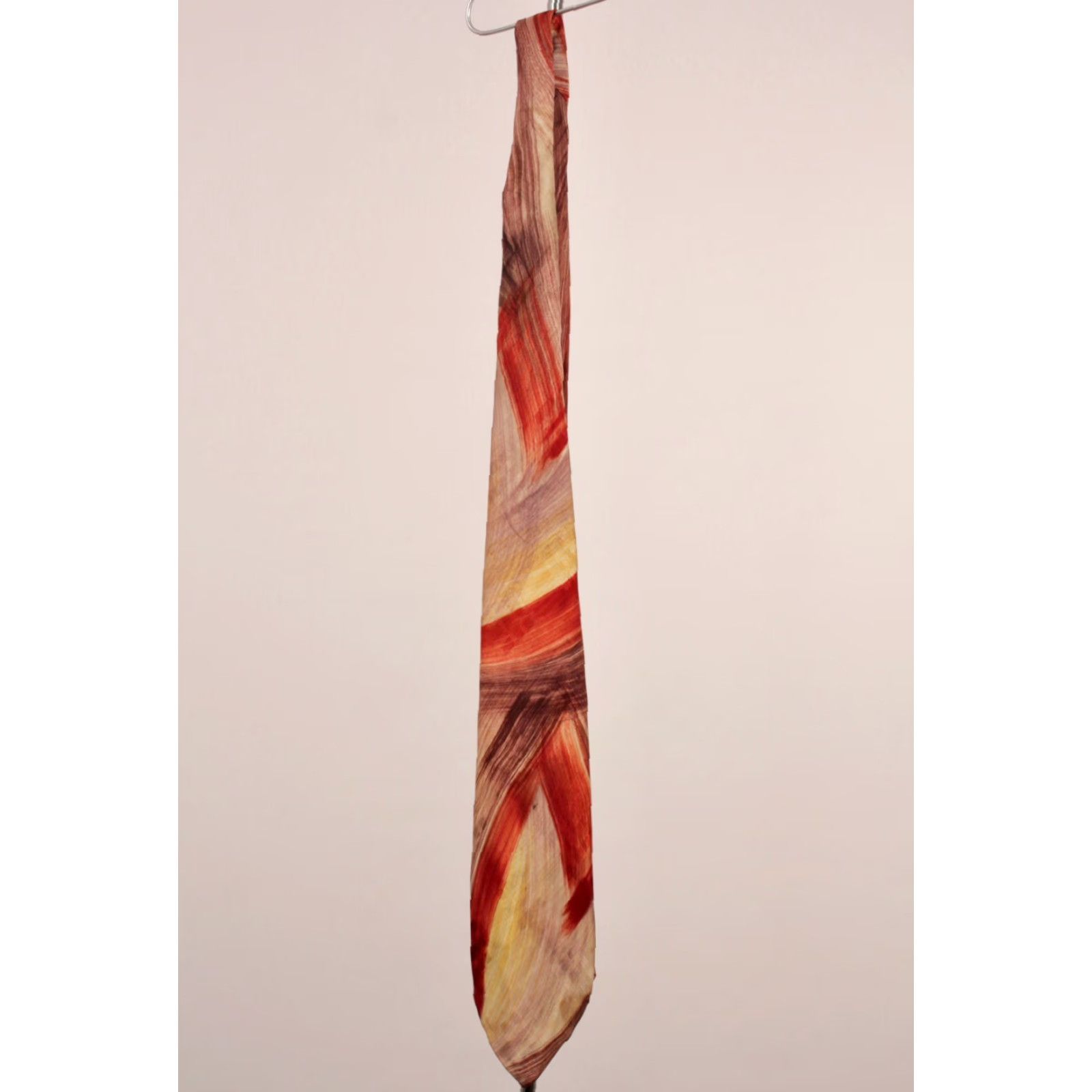 Vintage VINTAGE Hirsch Bros 40s Hand Painted Tie Necktie Men's 1940s Red Purple Tie 47" Long 3.75" Wide Mens Size ONE SIZE - 3 Thumbnail