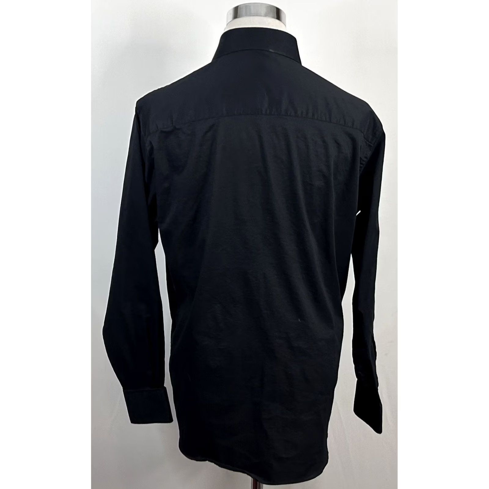 Vintage Kenneth Cole Reaction Dress Shirt Black Cotton Blend Slim 16.5 34/35 Mens Casual Business Shirt Size 46R - 5 Thumbnail