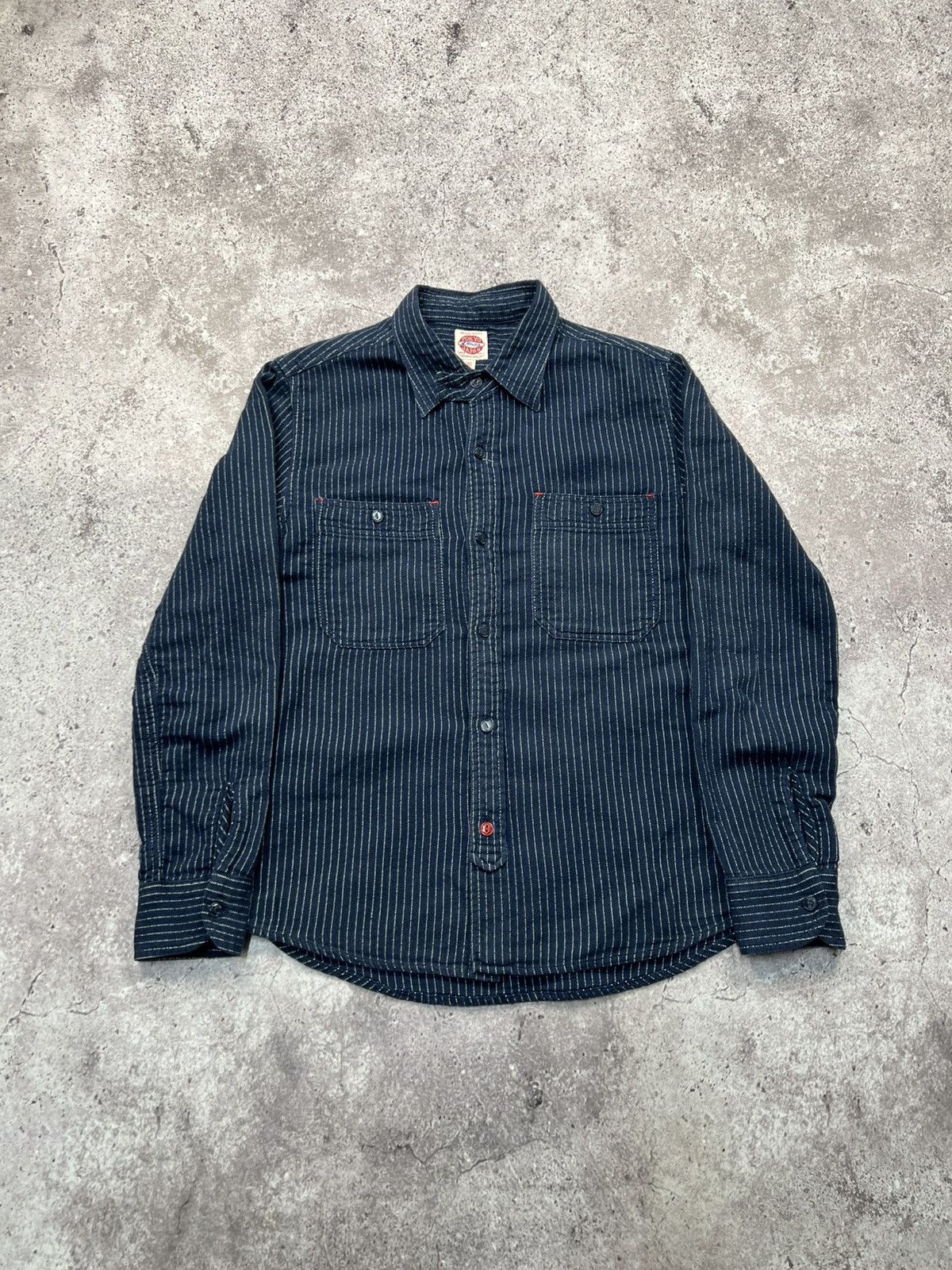 Edwin Vintage Edwin Blue Indigo Labour Workwear Docker Shirt Size US S / EU 44-46 / 1 - 1 Thumbnail