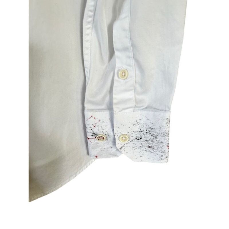Other Marcello Abstract Paint Splatter Shirt XL White Artistic Size US XL / EU 56 / 4 - 4 Thumbnail