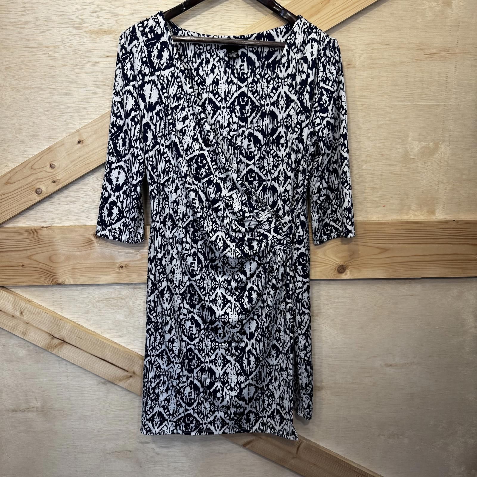 Designer AA Studio Women's Size 12 Navy and White Wrap Dress Midi Size XL / US 12-14 / IT 48-50 - 1 Thumbnail