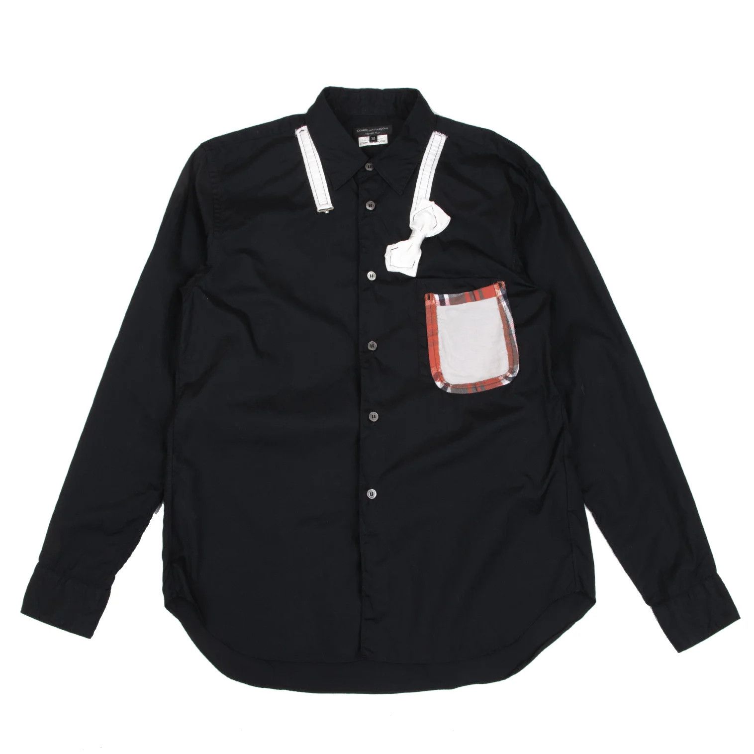 Comme des Garcons Homme Plus Cotton Bow Tie Double Patch Pocket Design Shirt Black XS Size US XS / EU 42 / 0 - 1 Thumbnail