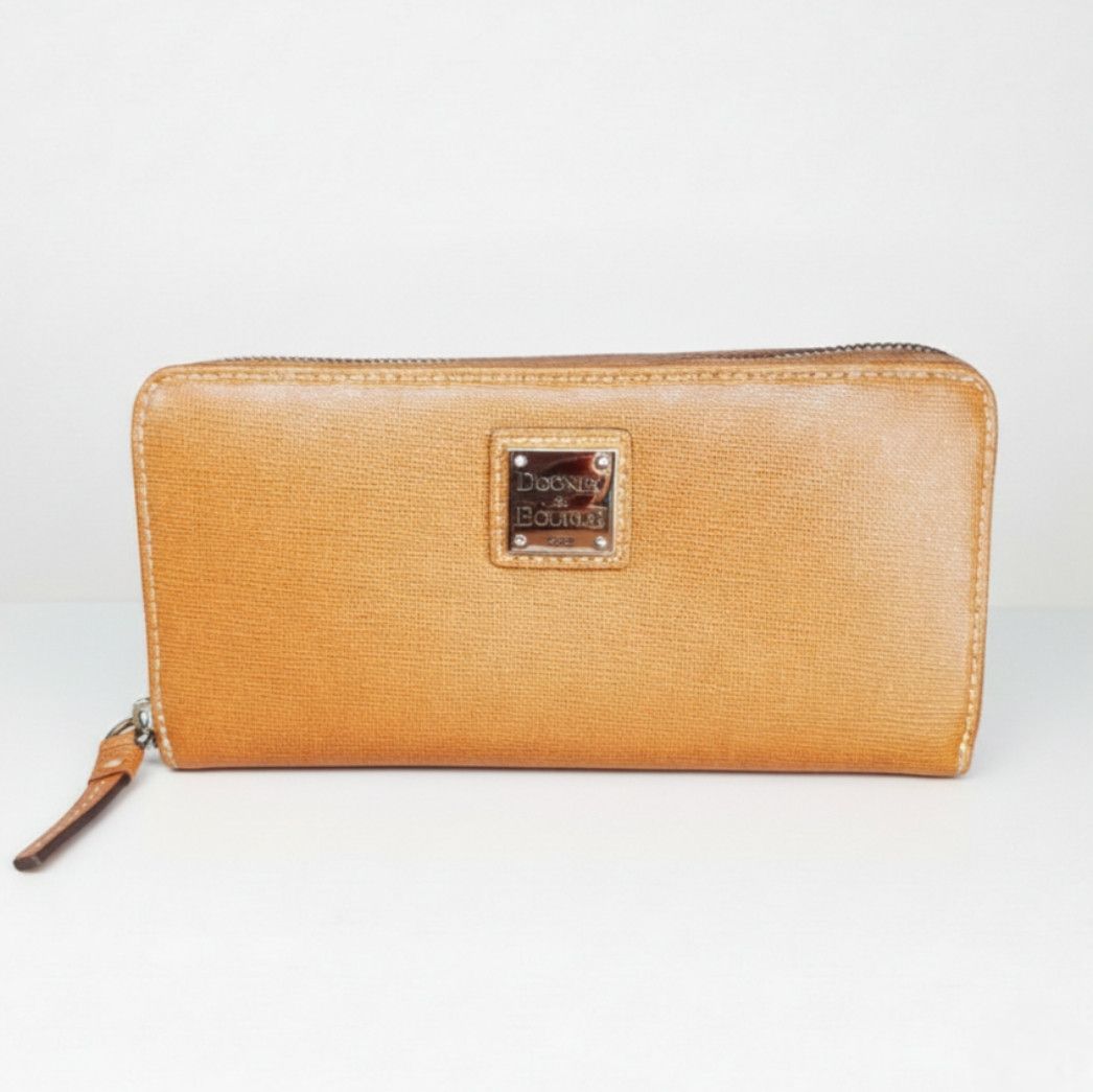 Dooney & Bourke Dooney & Bourke 8x4" Continental Wallet Brown Tan Zip Around Size ONE SIZE - 1 Thumbnail