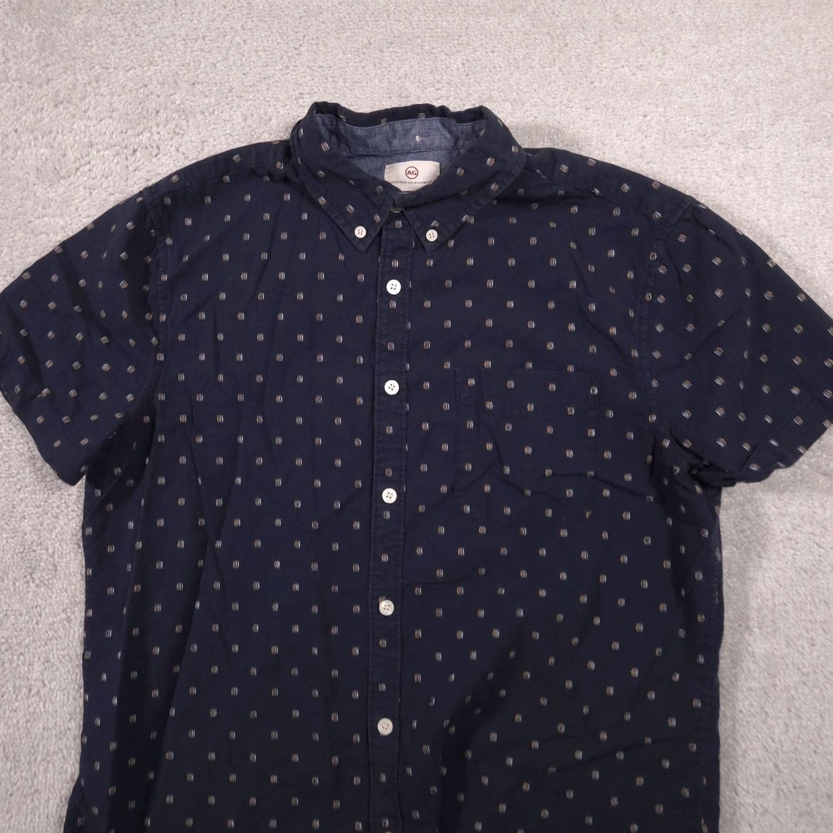 Vintage AG Adriano Goldschmied Shirt Mens M Blue Geometric Button-Down Short Sleeve Size US M / EU 48-50 / 2 - 3 Thumbnail