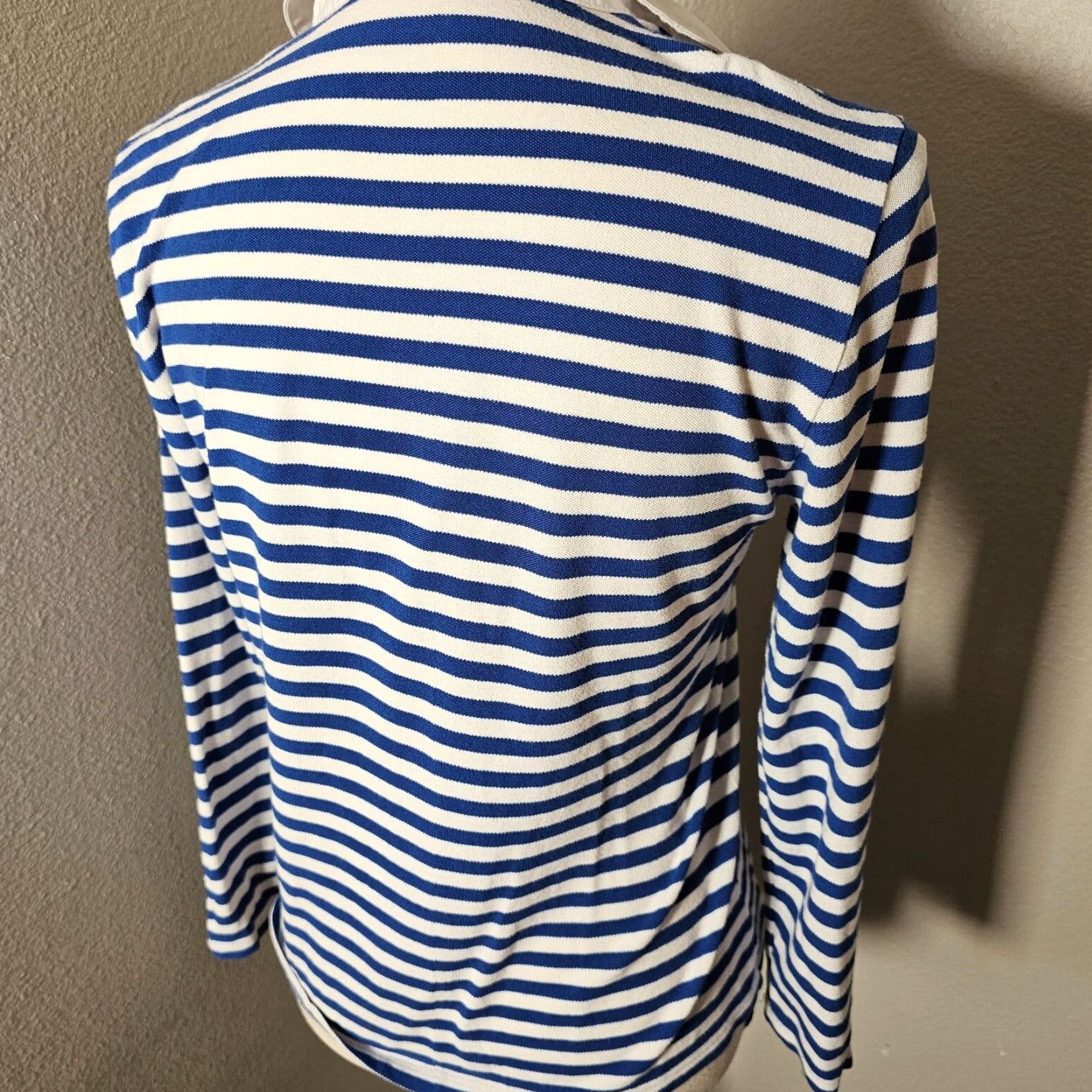 Michael Kors MICHAEL KORS Nautical Striped Long Sleeve Shirt Size M White Navy Casual Womens Size M / US 6-8 / IT 42-44 - 4 Thumbnail