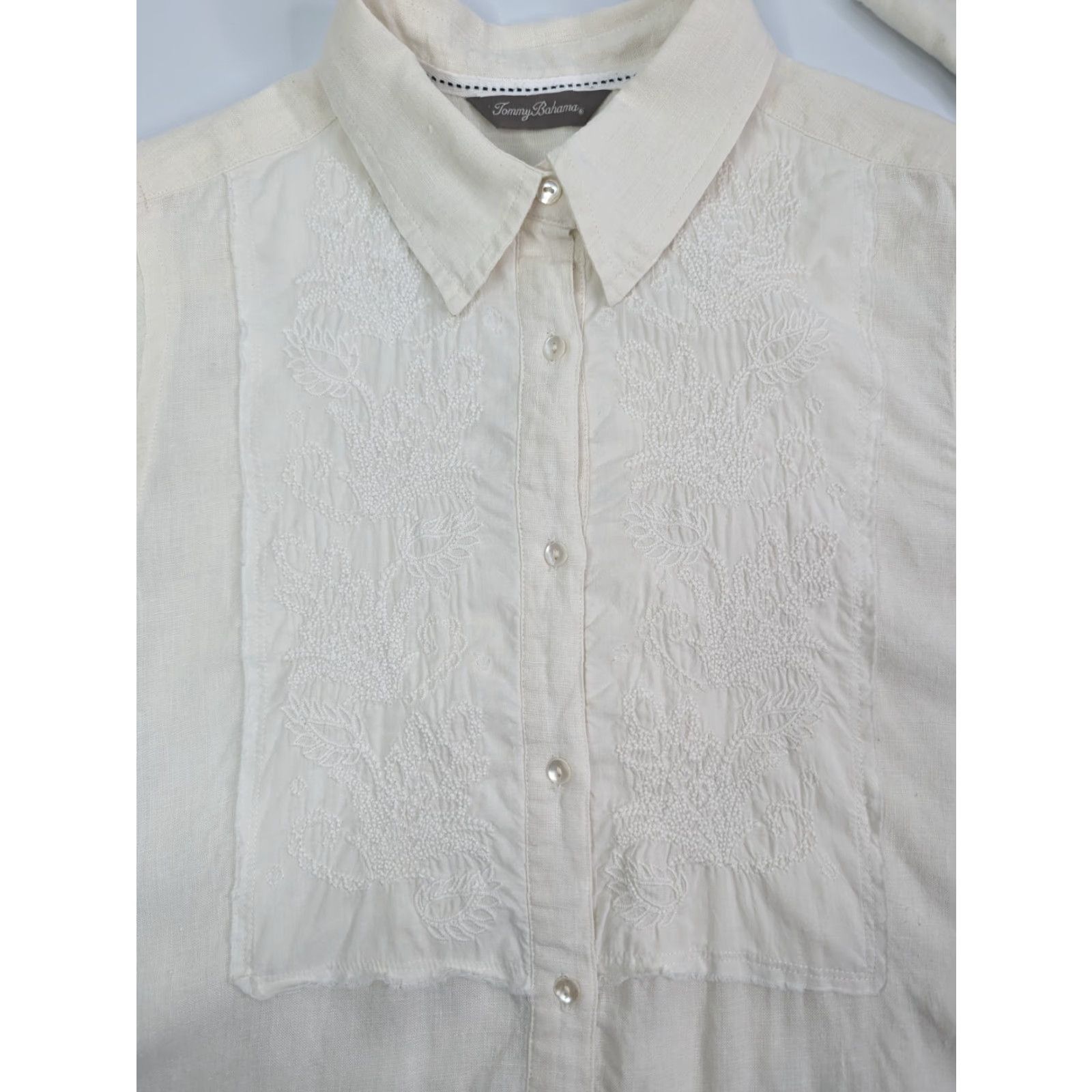 Tommy Bahama Tommy Bahama Shirt Women’s Size L Beige Linen Button-Up Long Sleeve Details Size L / US 10 / IT 46 - 2 Thumbnail