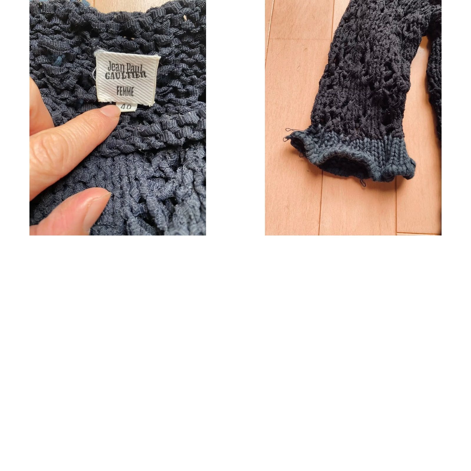 Jean Paul Gaultier VINTAGE JEAN PAUL GAULTIER Tie Womens 40 Femme Stretch Knit Top Size Black Designer Used Size S / US 4 / IT 40 - 8 Thumbnail