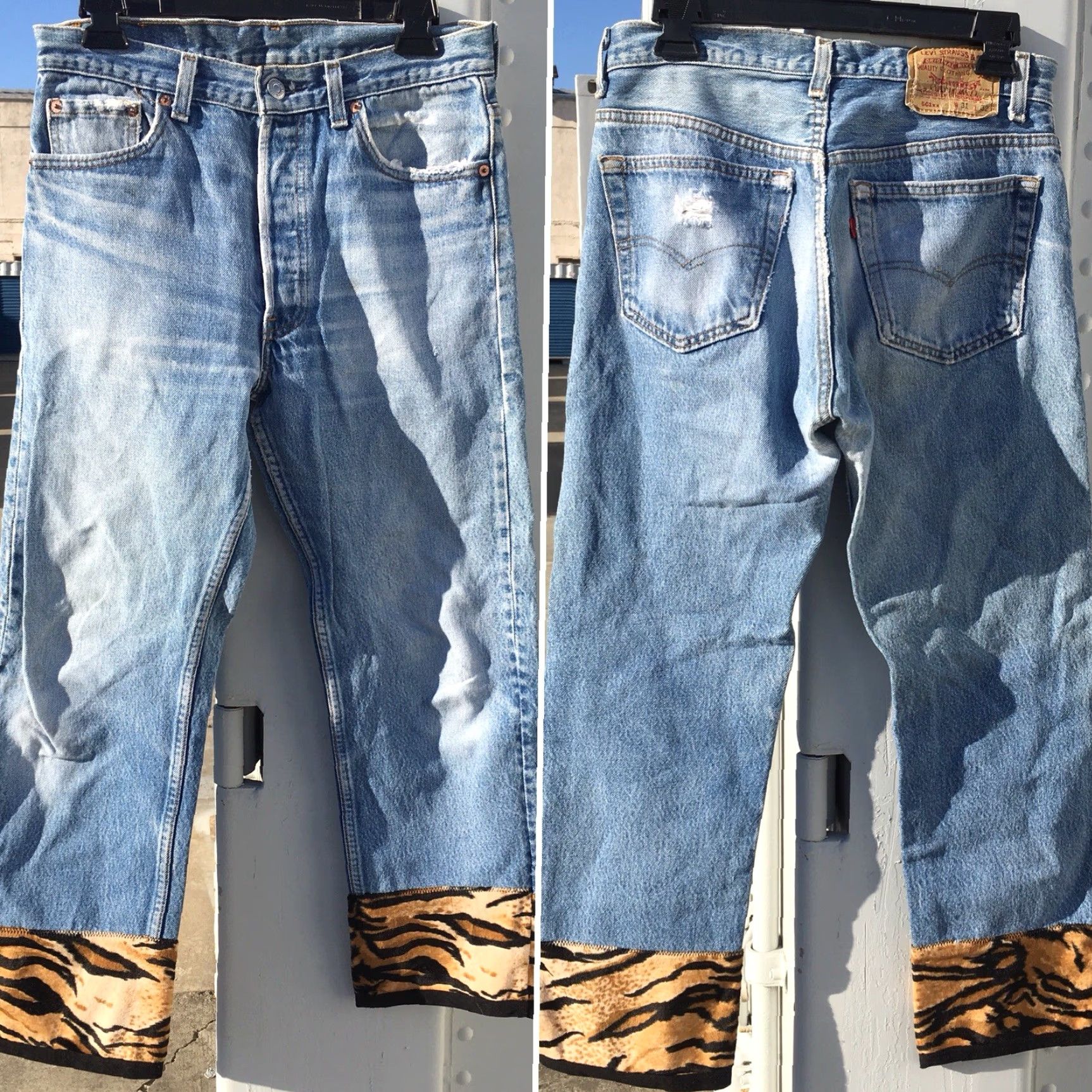 Levi's VINTAGE Levi's 501 Jeans Animal Print End Of Legs 30 Waist Made In USA 100% Cotton Blue Mens Jeans 90s 2000s Size 24" / US 00 / IT 34 - 5 Thumbnail