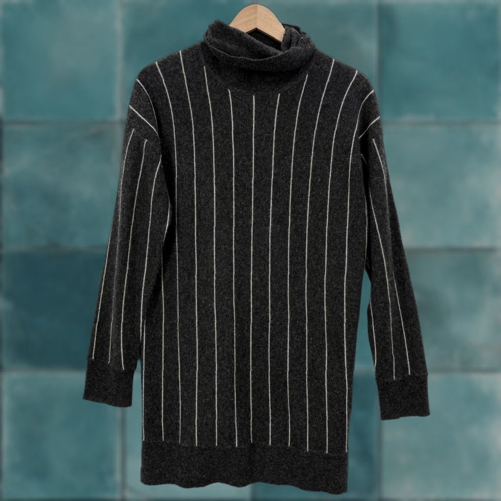 Lord & Taylor LORD & TAYLOR Sweater Tunic Womens Medium Gray Stripe Cowl Neck Cashmere Blend Size M / US 6-8 / IT 42-44 - 1 Thumbnail