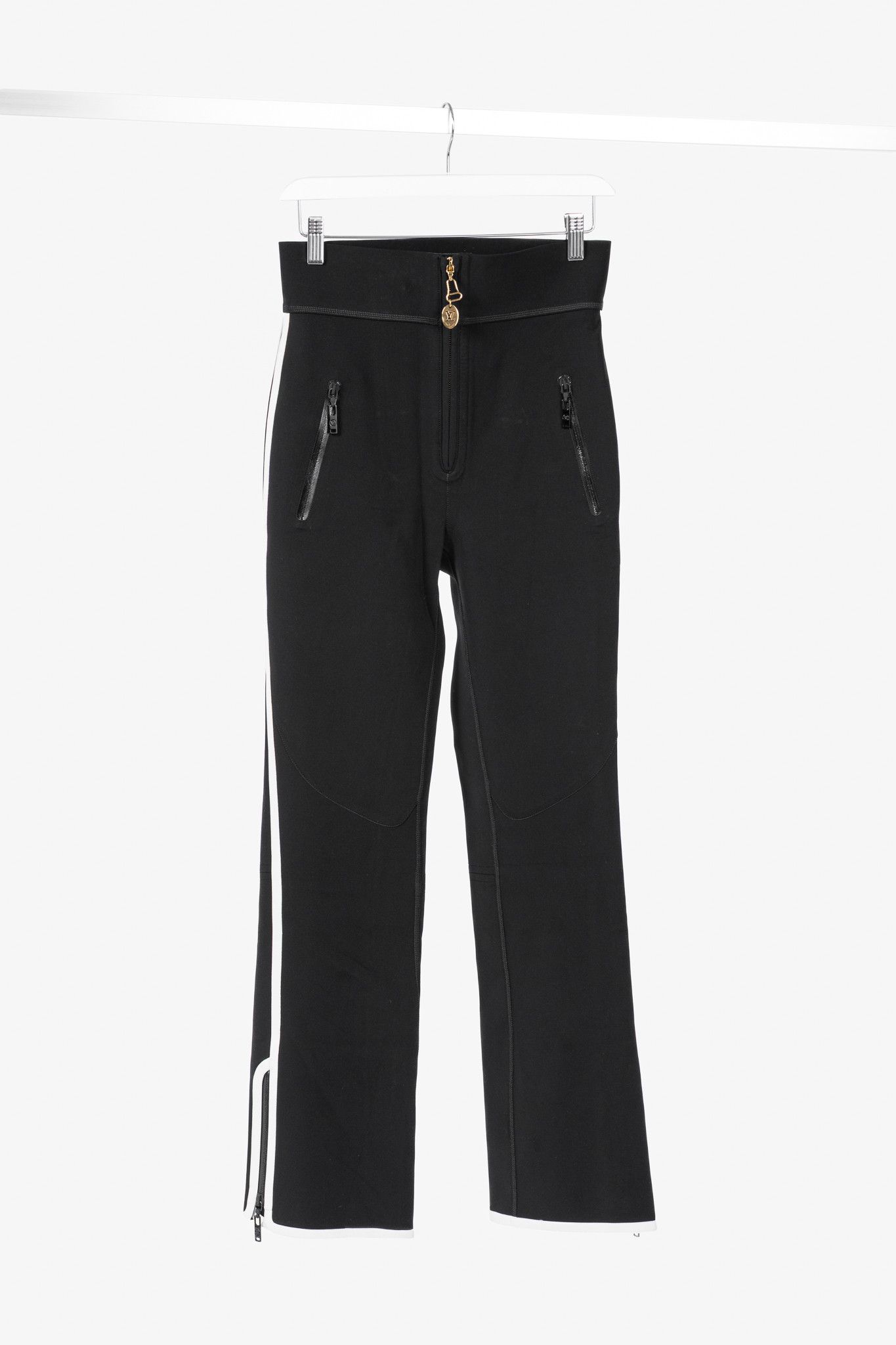 Louis Vuitton Louis Vuitton Black Stretch Piped Flared Pants Size 26" / US 2 / IT 38 - 1 Thumbnail